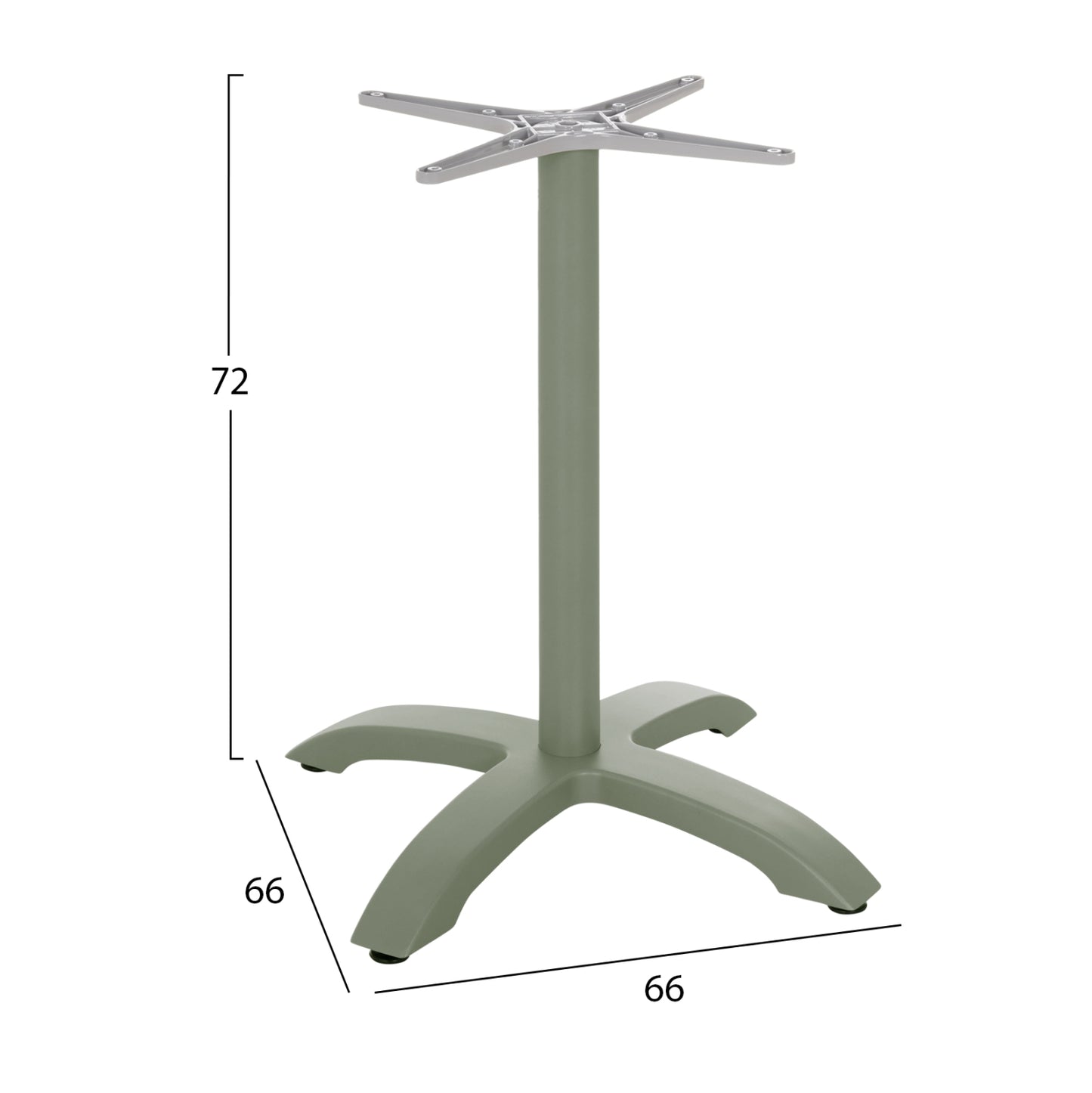 ALUMINUM TABLE BASE HM460.28 GREEN 66x66x72Hcm. CROSS 48x48cm.