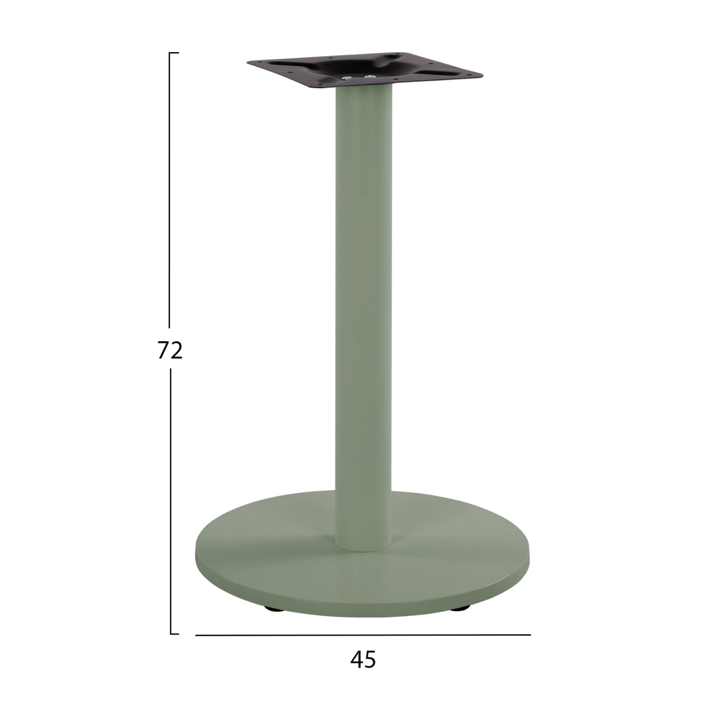 TABLE BASE HM419.28 METALLIC IN GREEN WITH HEIGHT ADJUSTERS Φ45Χ72Hcm.