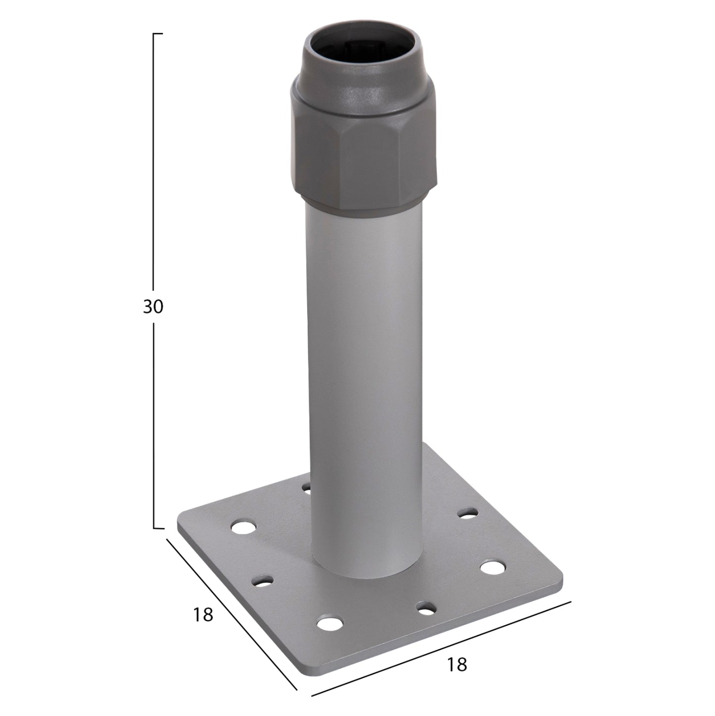 UMBRELLA BASE HM6607.01 ANODIZED ALUMINUM 18x18x30Hcm.