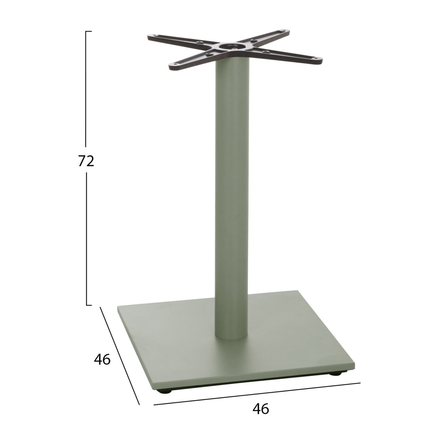 TABLE BASE HM438.28 METAL IN GREEN-HEIGHT ADJUSTERS 46x46x72Hcm.