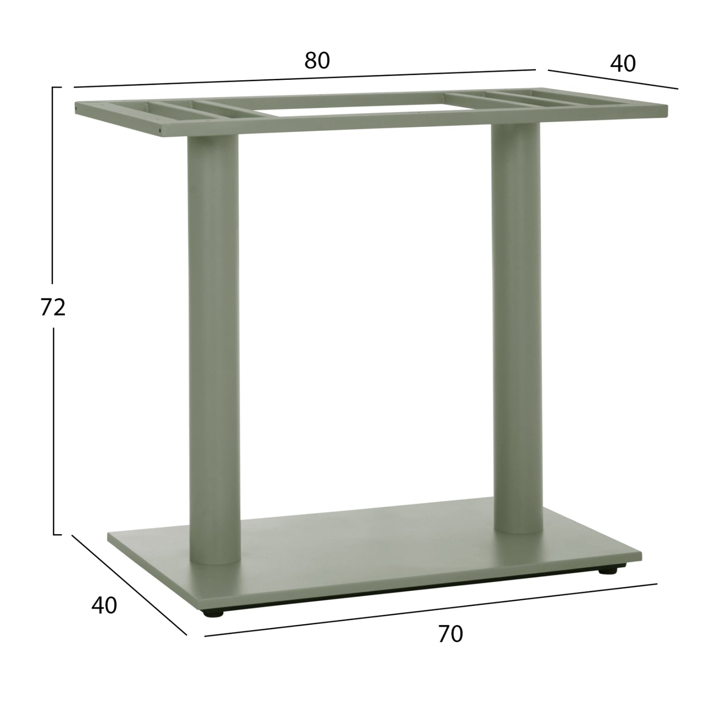 BASE FOR TABLE HM435.28 METAL DOUBLE IN GREEN WITH HEIGHT ADJUSTERS 80Χ40Χ72Hcm.