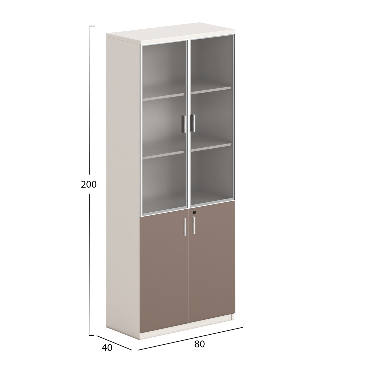 BOOKCASE NEWLINE HM18281 MELAMINE IN WHITE & BROWN--GLASS 80x40x200Hcm.