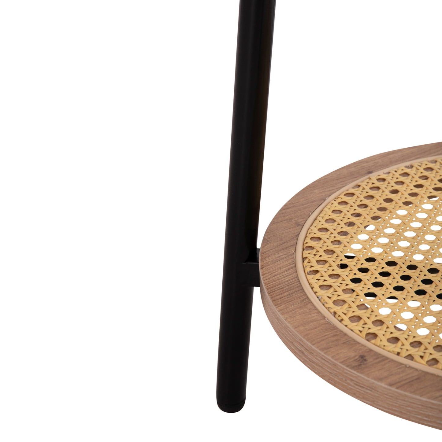 SIDE TABLE SEWELL HM18034 MDF IN ZEBRANO-METAL LEGS-RATTAN IN NATURAL Φ45x55Hcm.