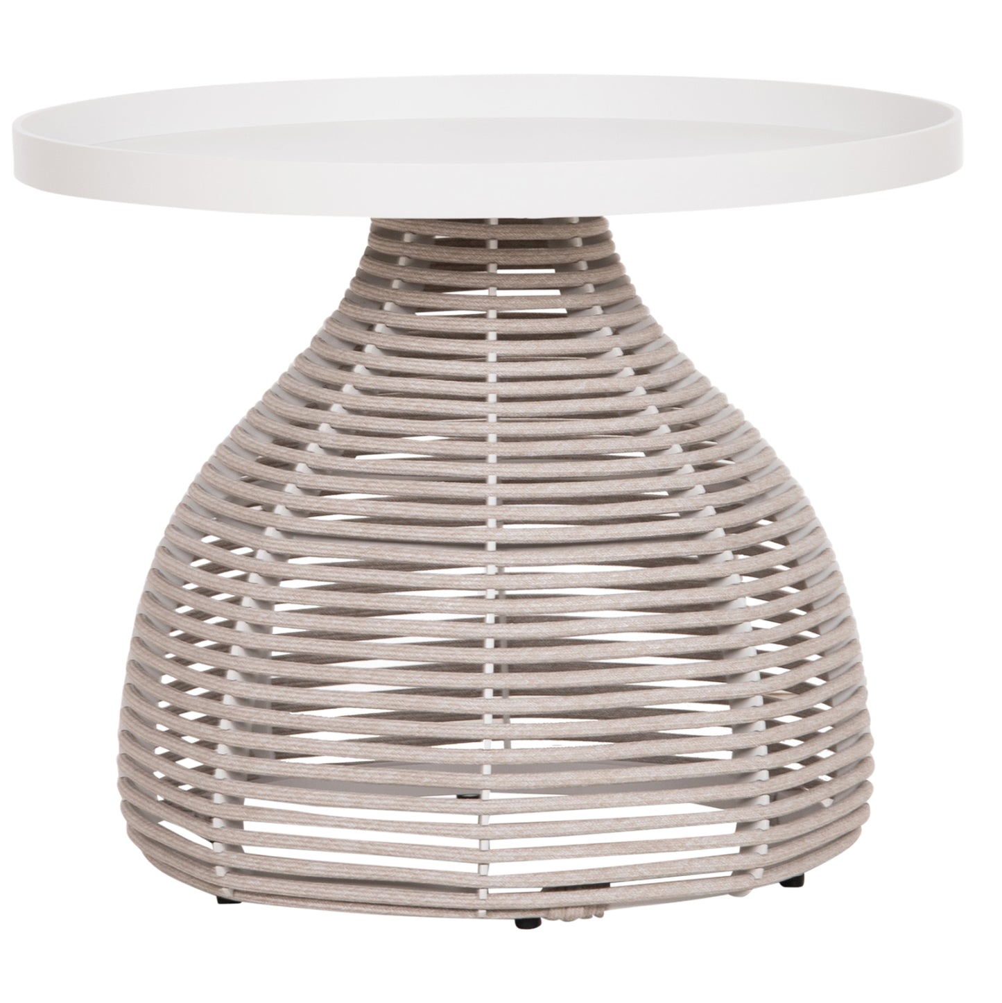SIDE TABLE ROUND DRISCOLL HM6477.02 CREAM WHITE ALUMINUM-LIGHT GREY ROPE Φ55x44Hcm.