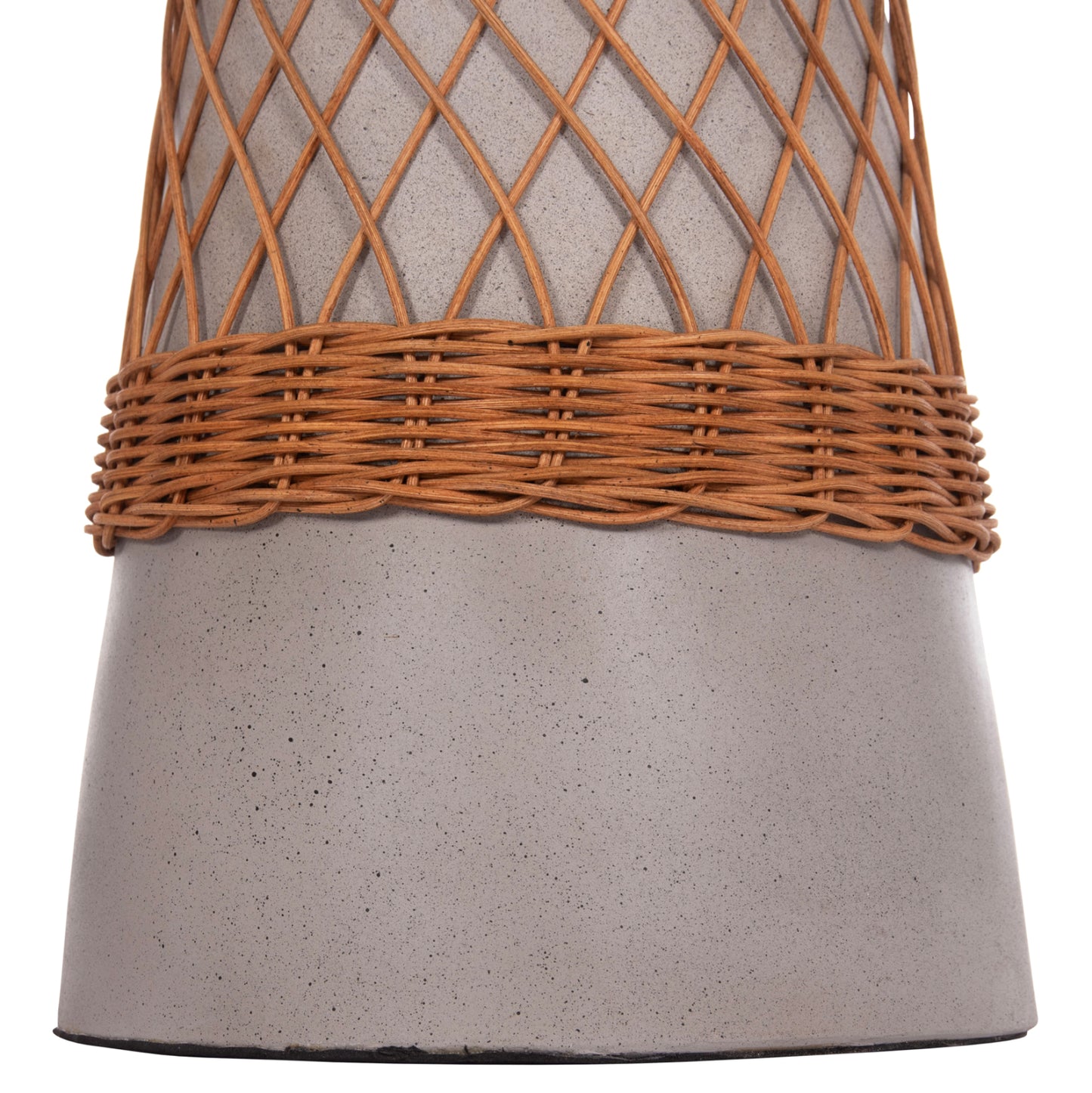 SIDE TABLE ROUND DELIA HM18167.03 FIBER CEMENT GREY & RATTAN Φ40x45Hcm.
