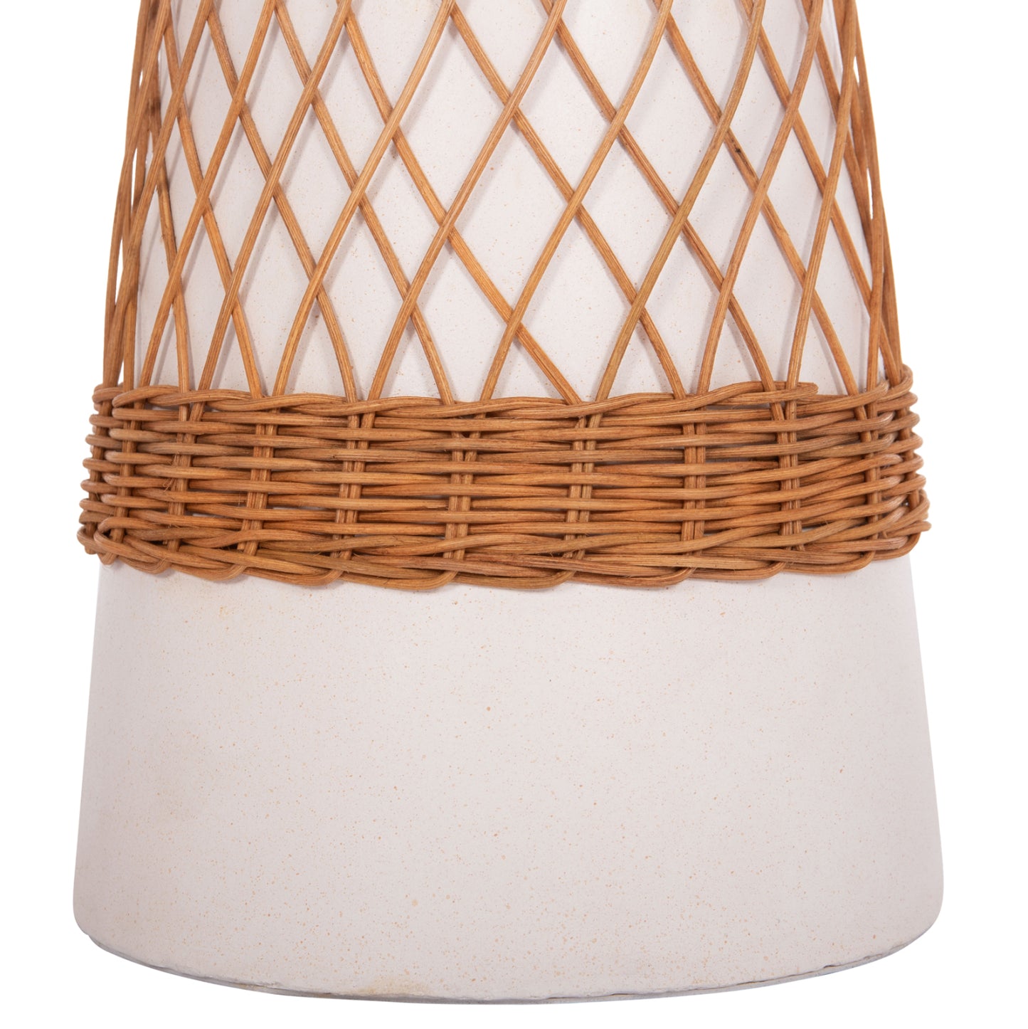 SIDE TABLE ROUND DELIA HM18167.02 FIBER CEMENT WHITE & RATTAN Φ40x45Hcm.