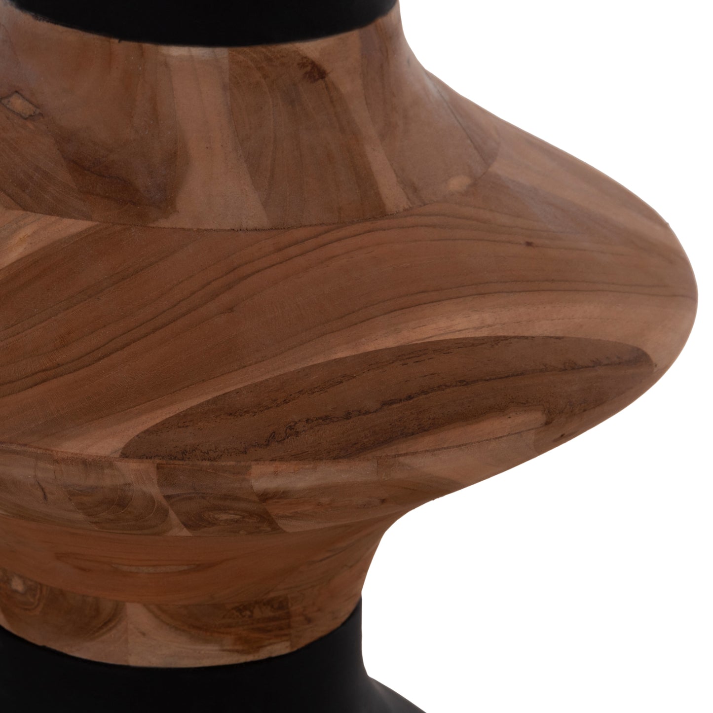 DECORATIVE FLOOR VASE NEBULA HM4660.01S FIBER CEMENT IN BLACK--TEAK WOOD Φ45x115Hcm.