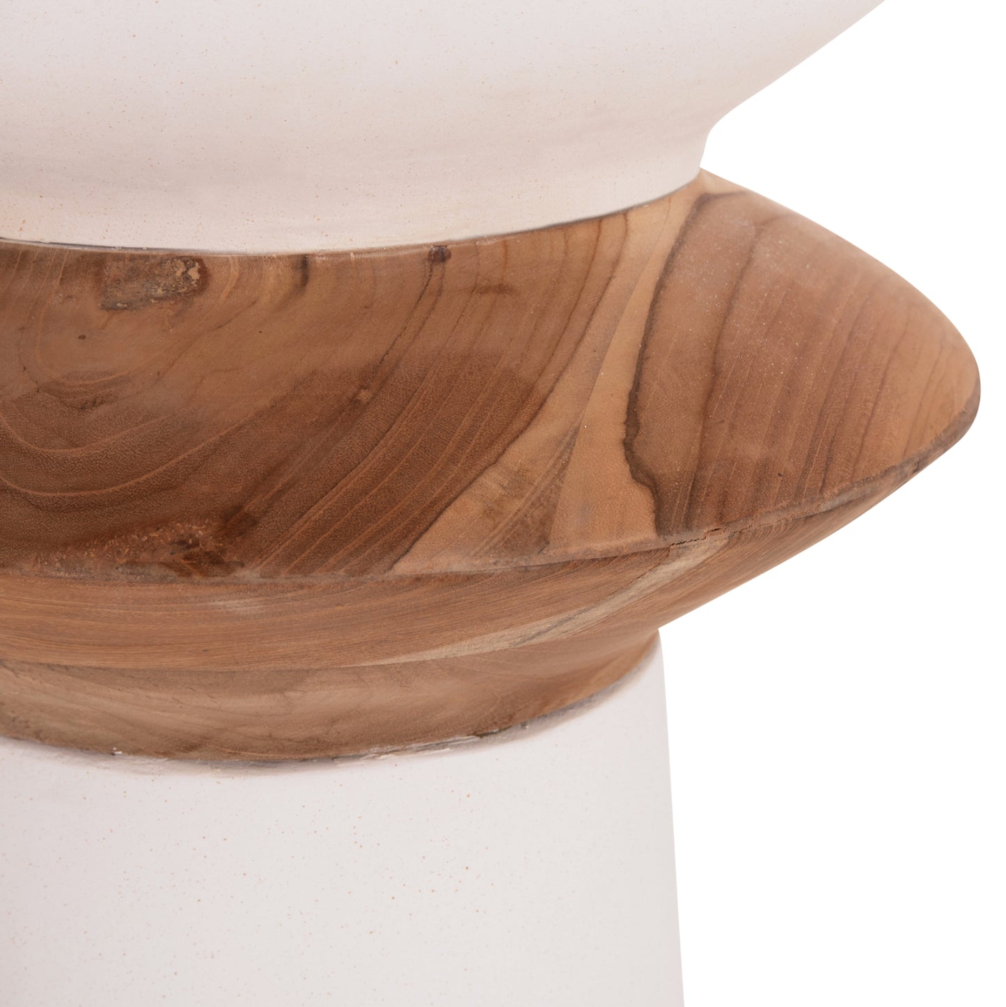 DECORATIVE FLOOR VASE NEBULA HM4660.02L FIBER CEMENT IN WHITE--TEAK WOOD Φ45x172Hcm.