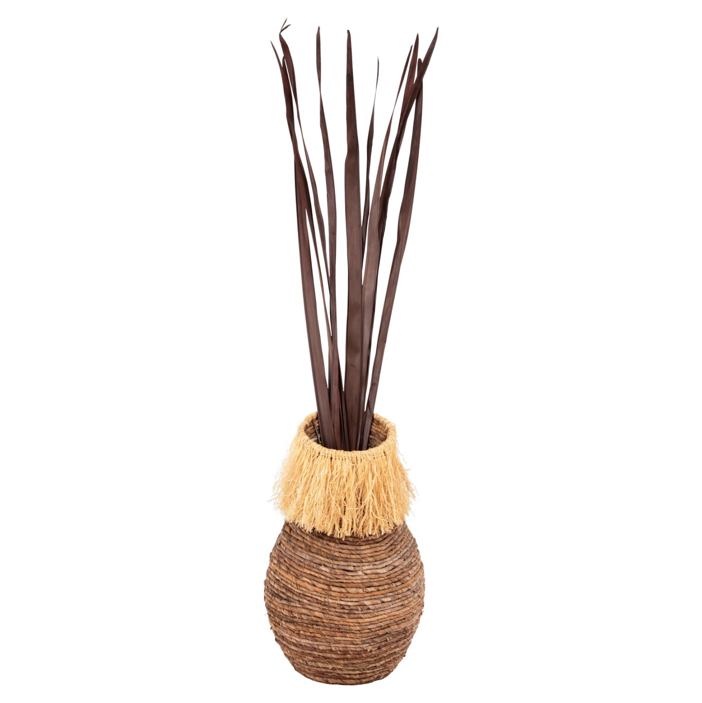 DECORATIVE DRIED SWORD LEAF BOUQUET HM7965 10PCS BROWN 120Hcm.