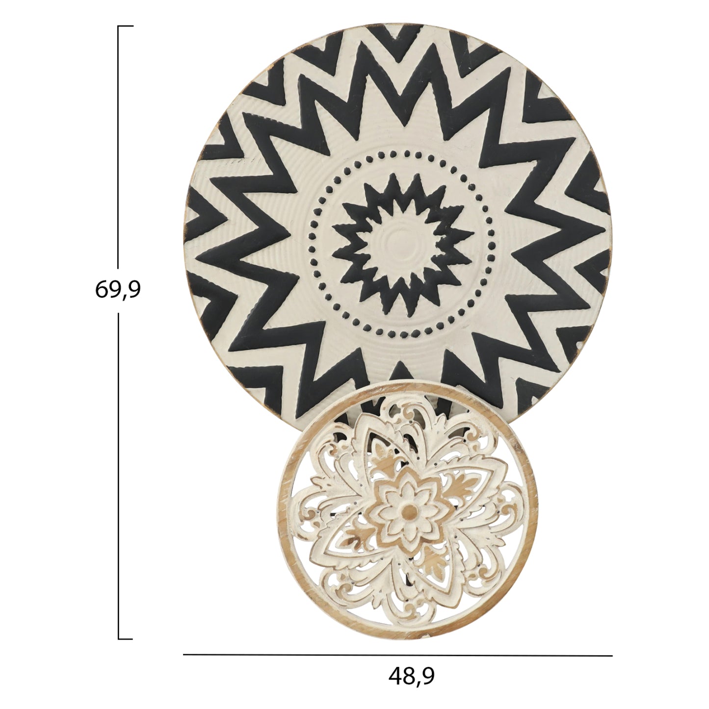 WALL DECOR HM7554 METAL 2-PLATE NOMAD STYLE- BLACK, BEIGE, OFF-WHITE