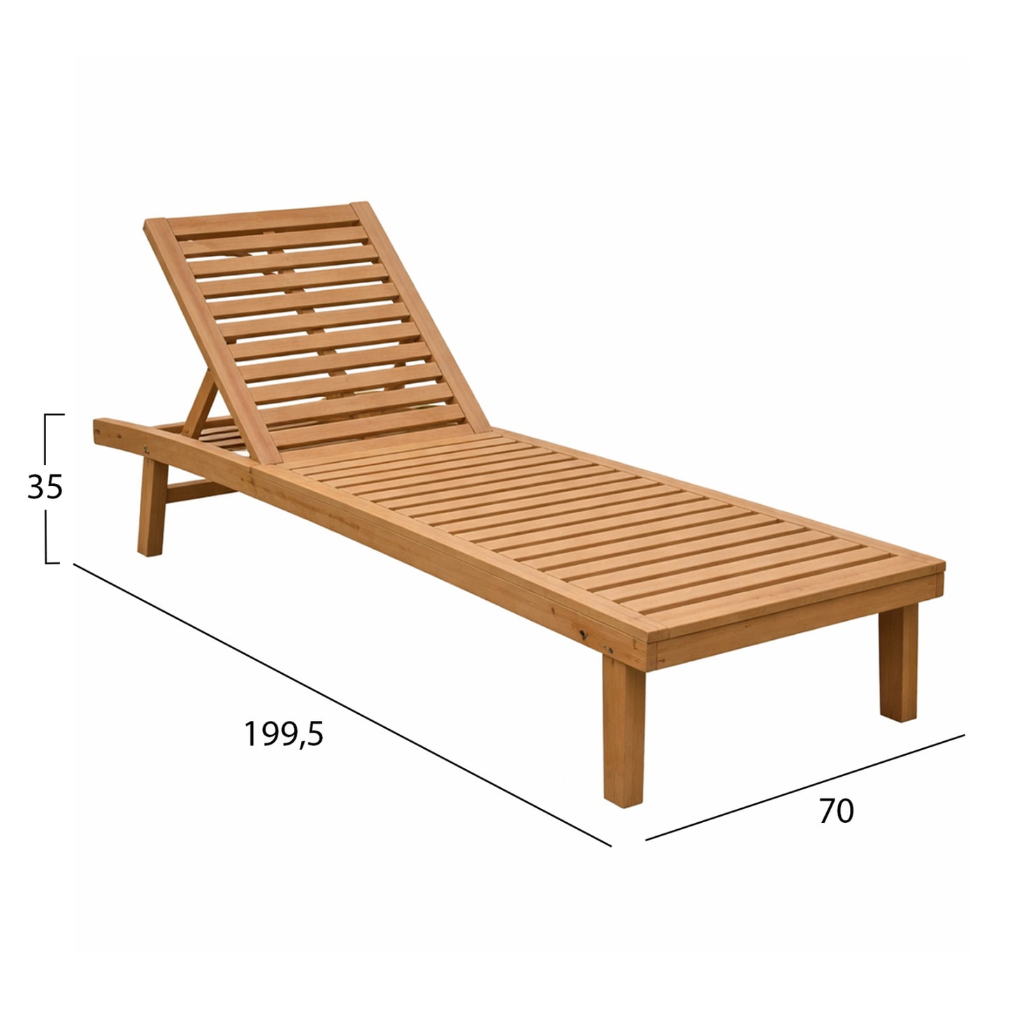 PROFESSIONAL SUNLOUNGER LUELLA HM6545 ACACIA WOOD--NATURAL COLOR 199.5x70x35Hcm.