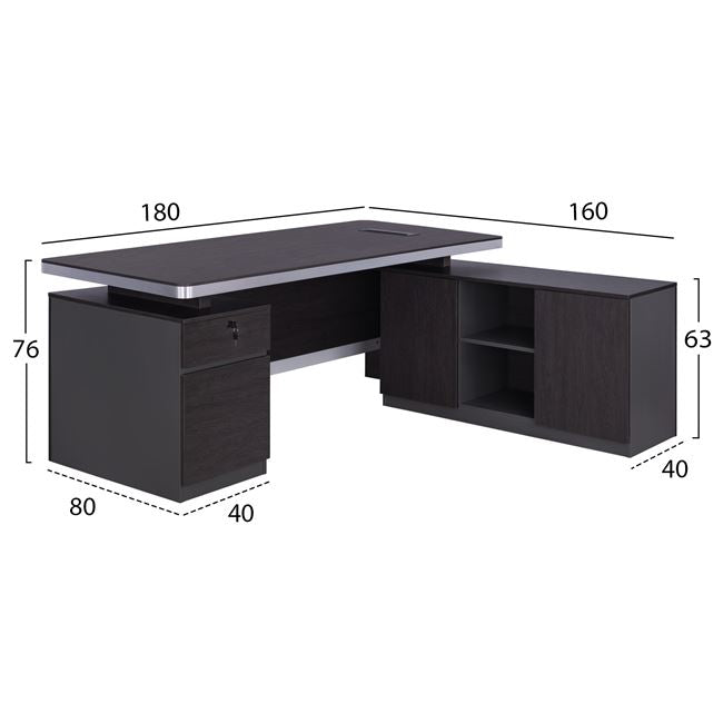 Professional office right corner HM2092R Rosewood 180x160x76cm