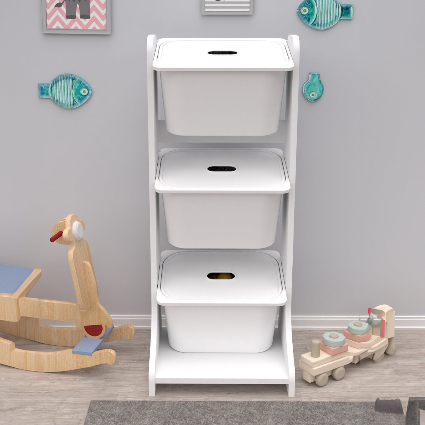 STORAGE FURNITURE FRED HM18208.01 WHITE MELAMINE 44x35x107Hcm.