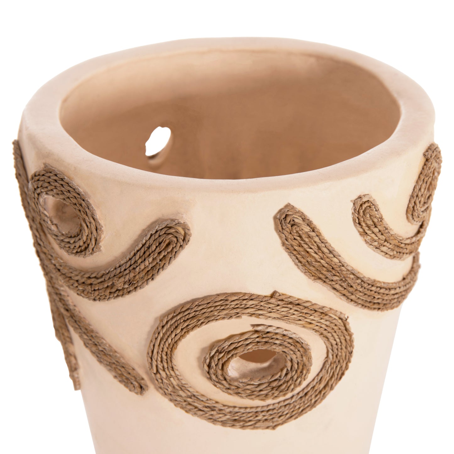 TABLE DECORATIVE VASE DEAN HM4677.02S TERRACOTA IN CREAM WHITE--Φ19x25Hcm.