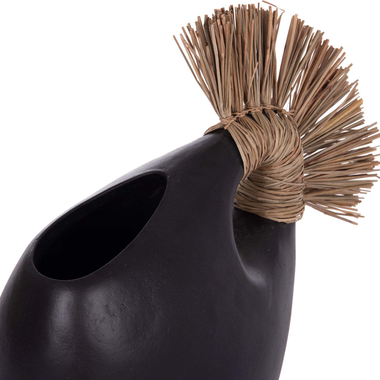 TABLE DECORATIVE VASE ALICA2 HM4671.01 TERRACOTA IN BLACK & GRASS--44x18x50Hcm.