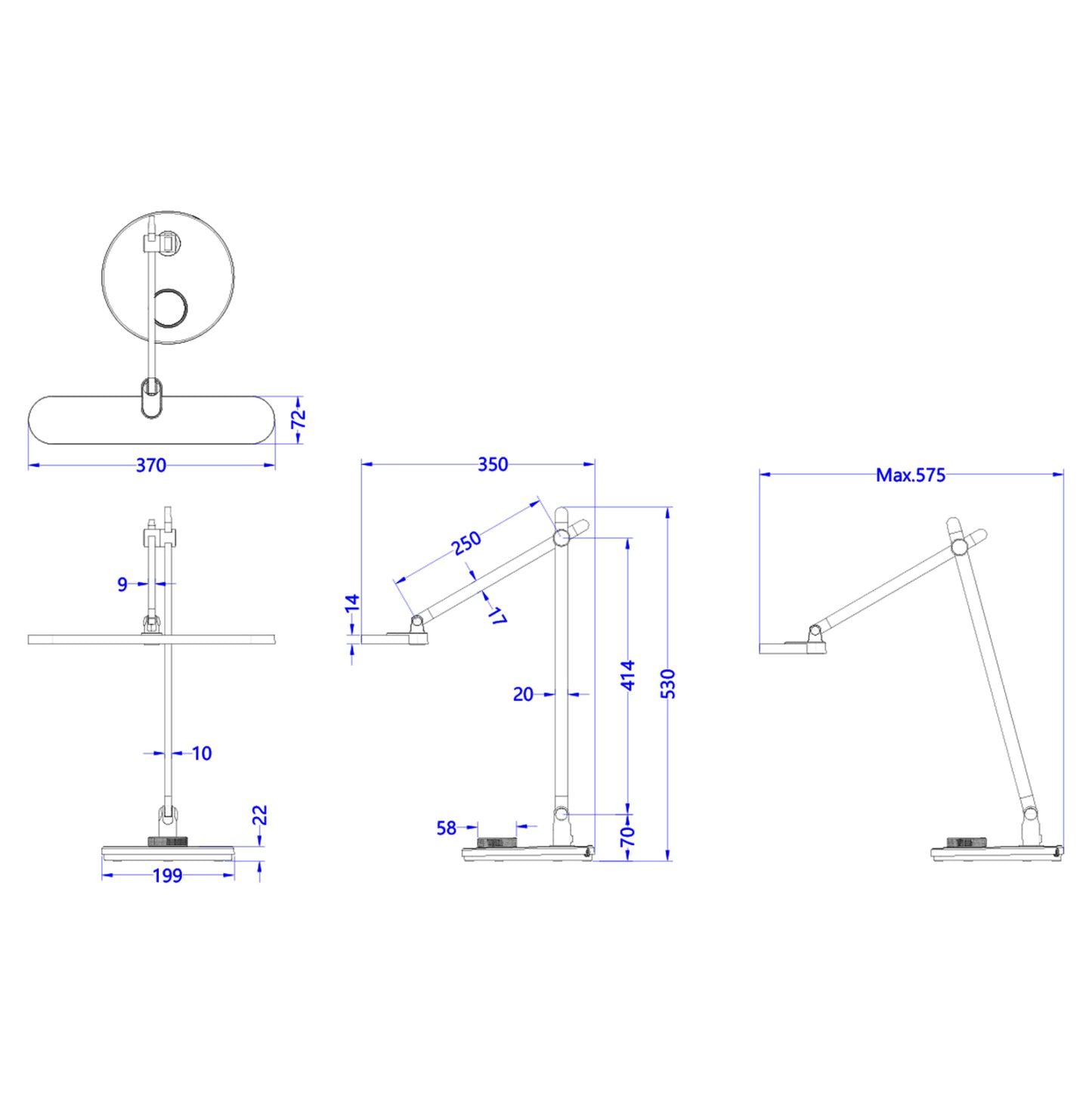 DESK LAMP LED BLAIN PRO HM4446.08 ABS BASE AND ALUMINUM ARMS IN SILVER 57,5x53Hcm.