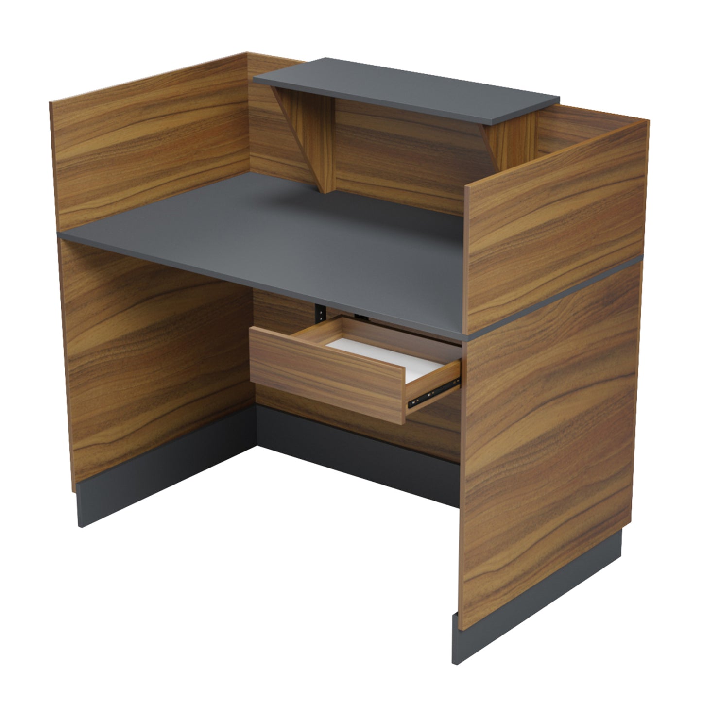 RECEPTION DESK BARRY HM2152.03 MELAMINE IN WALNUT/GREY 120x70x110Hcm.