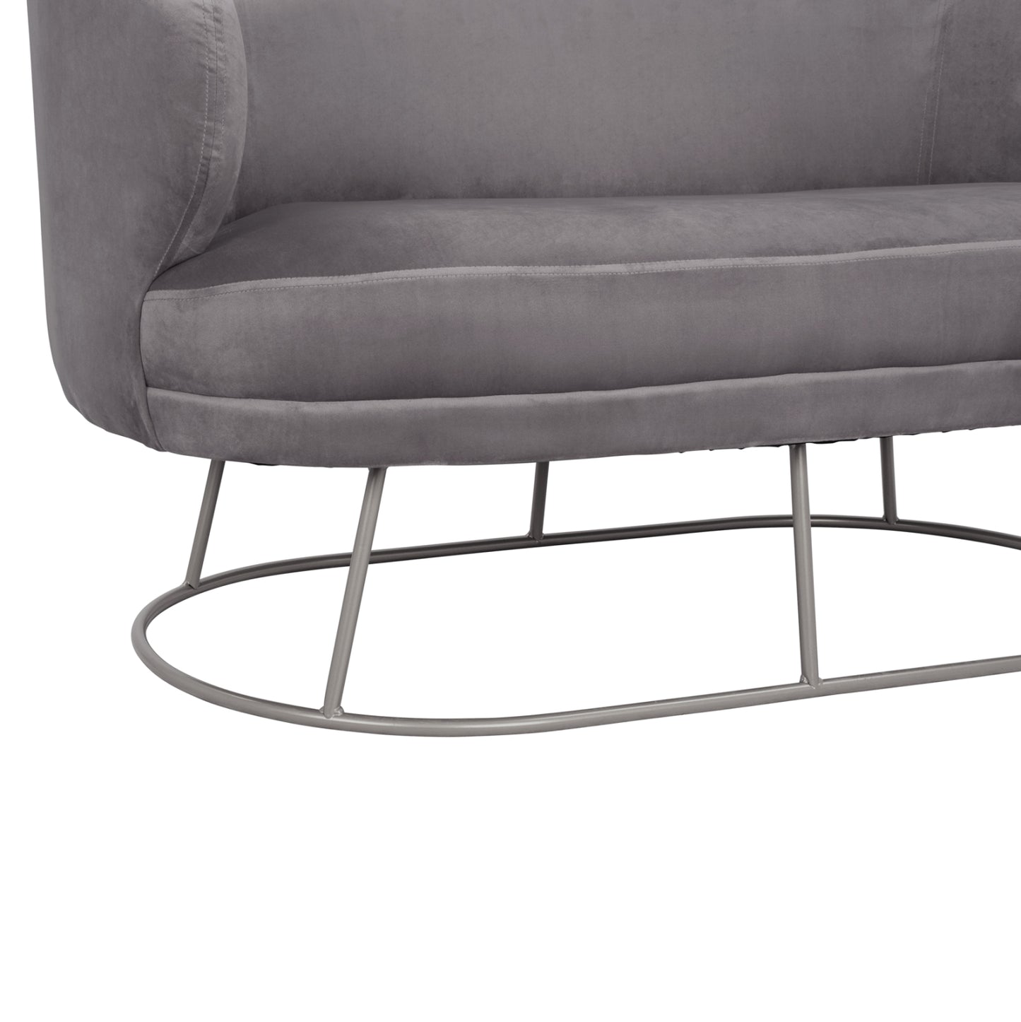 Sofa 2 seater Arien from velvet Grey with Silver Base HM8492.01 125Χ80Χ84cm