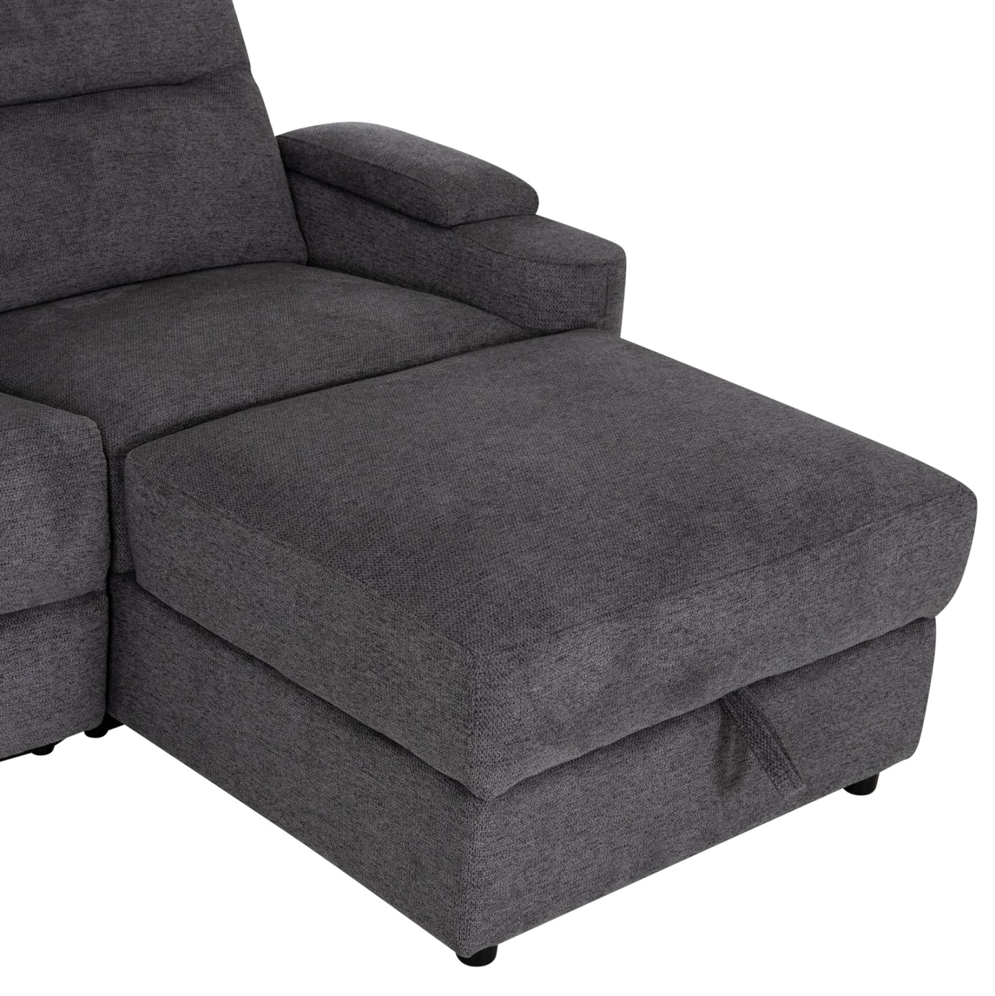RIGHT CORNER SOFA SYNTHIA HM3308.03R RECLINE & STORAGE SPACE--GREY FABRIC 245x170x98Hcm.
