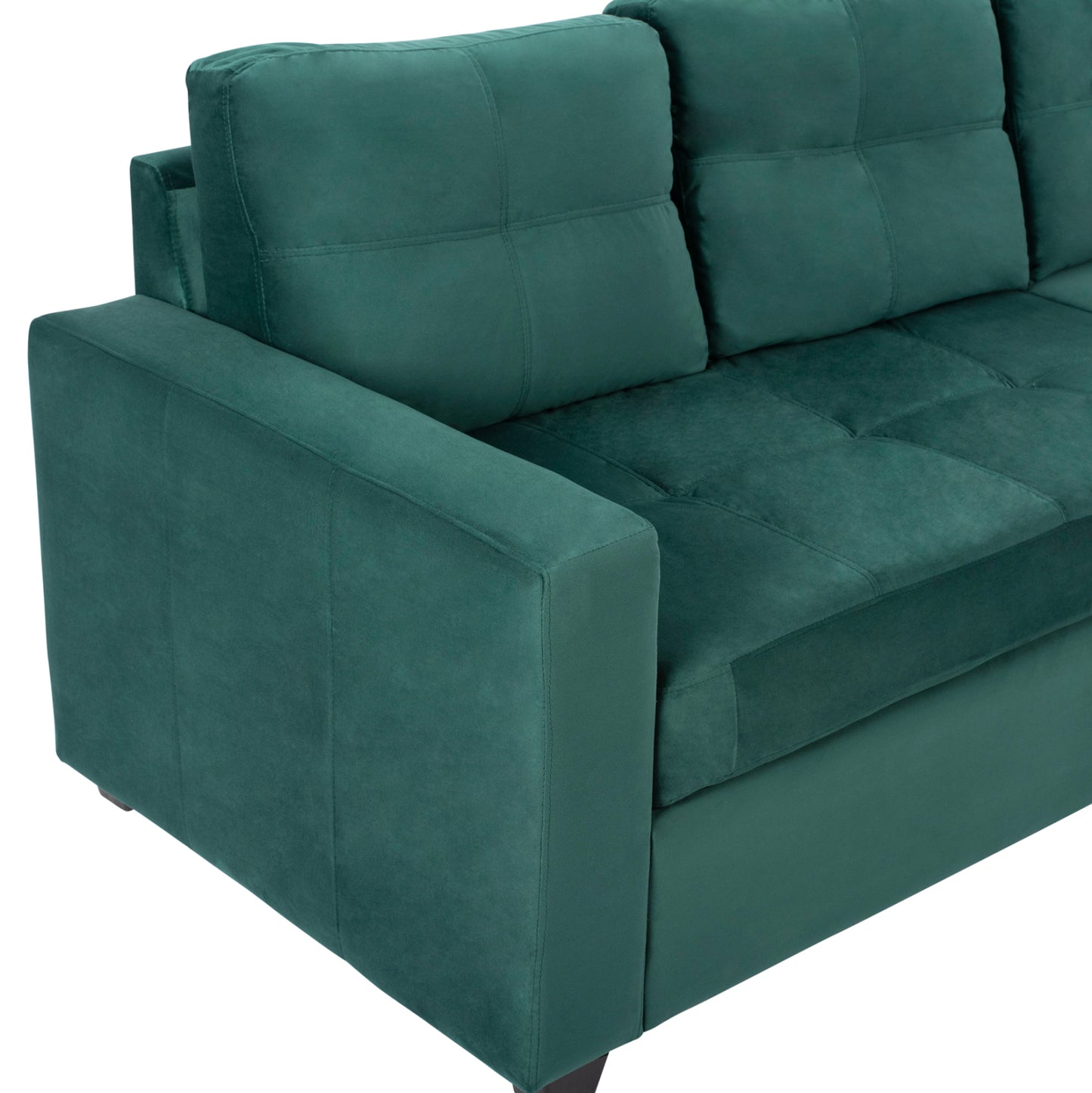 Corner Sofa Reversible Velvet Fabric Cypress Green color 207x145x85 HM3004.13