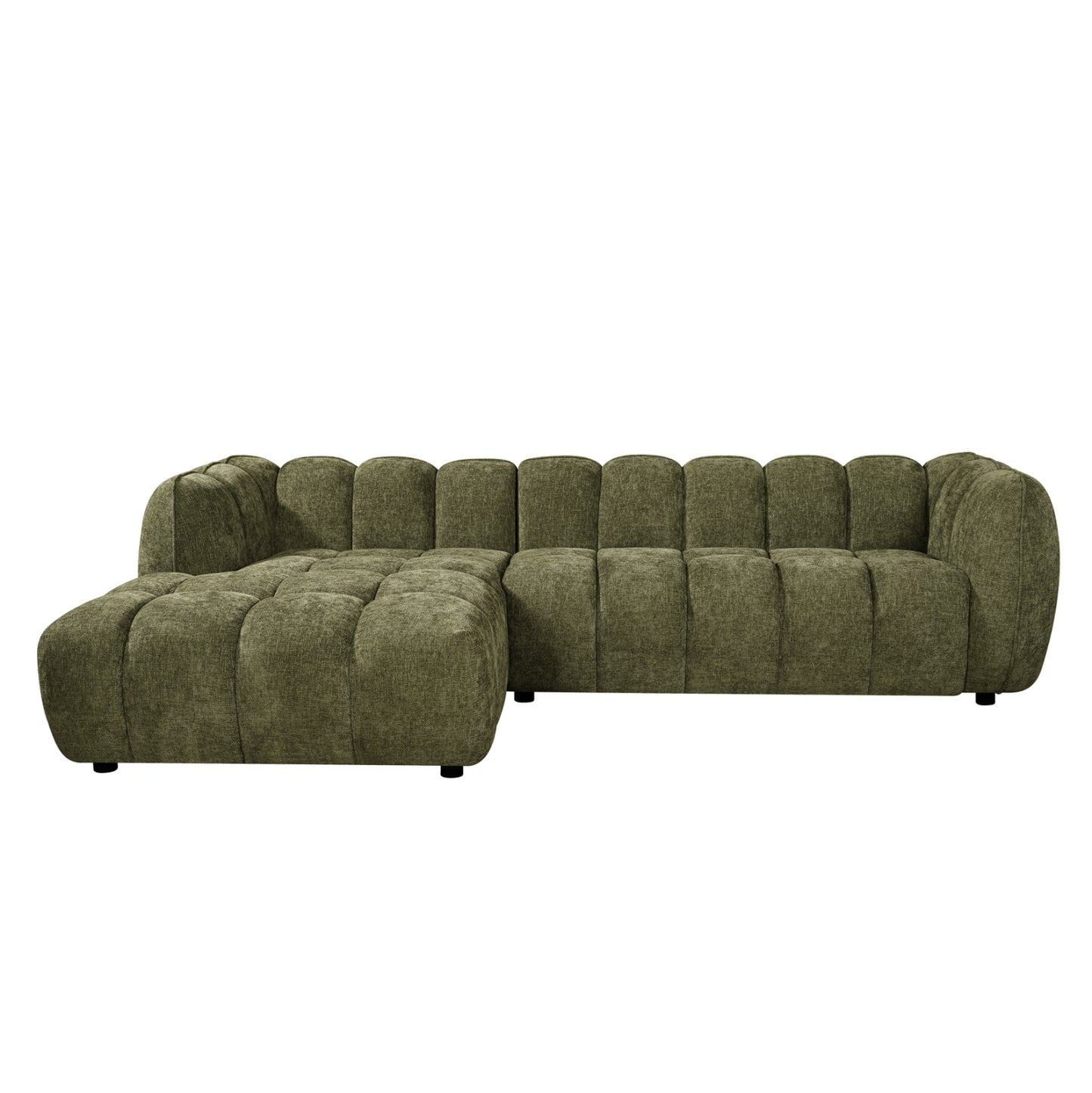 CORNER SOFA (LEFT) LYKKE HM3326.03L GREEN FABRIC 280x83-160(chaise)x80Hcm.
