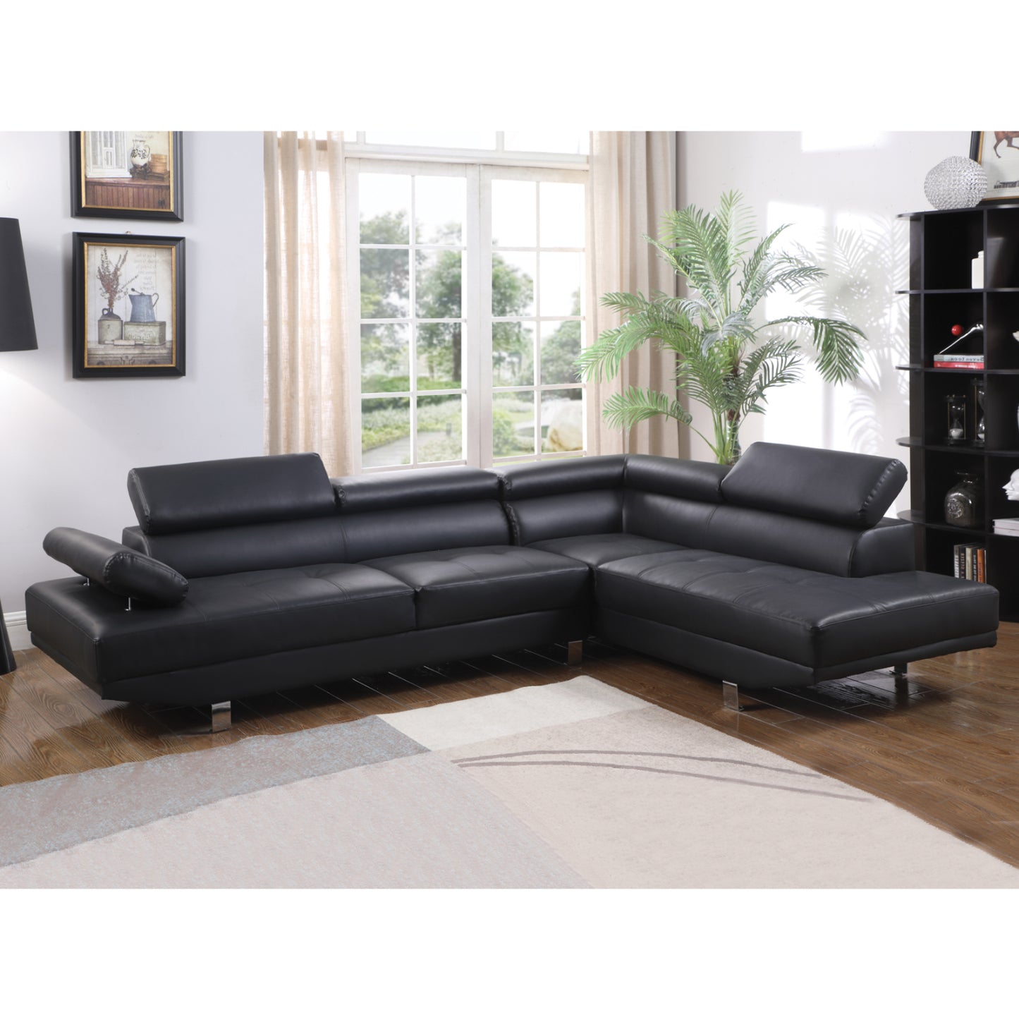 RIGHT CORNER SOFA GORO HM3085.10L BLACK PU 270x200x87H cm