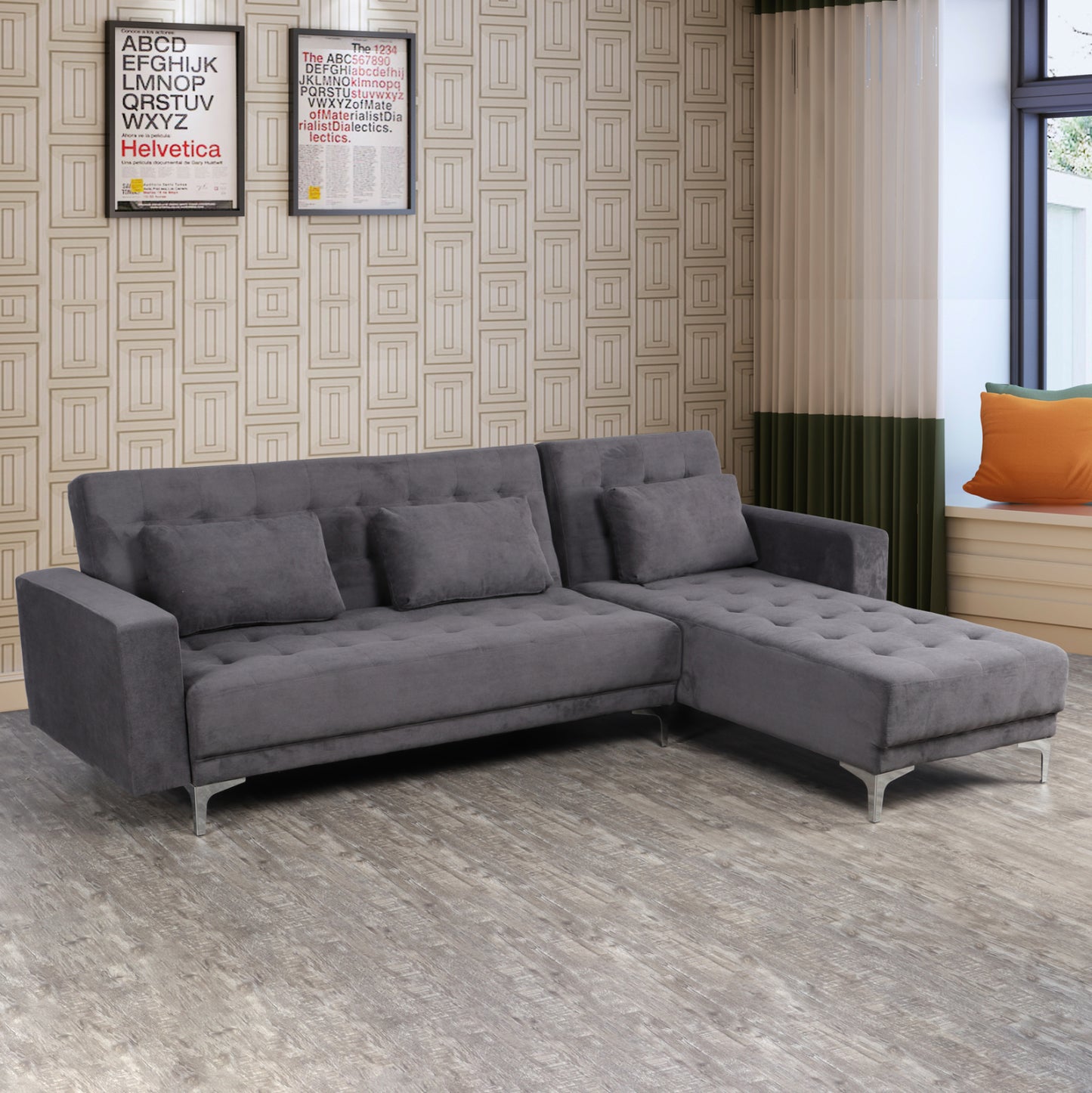 Corner Sofa Bed Reversible Eliza HM3145.02 Dark grey color 244x162x84cm