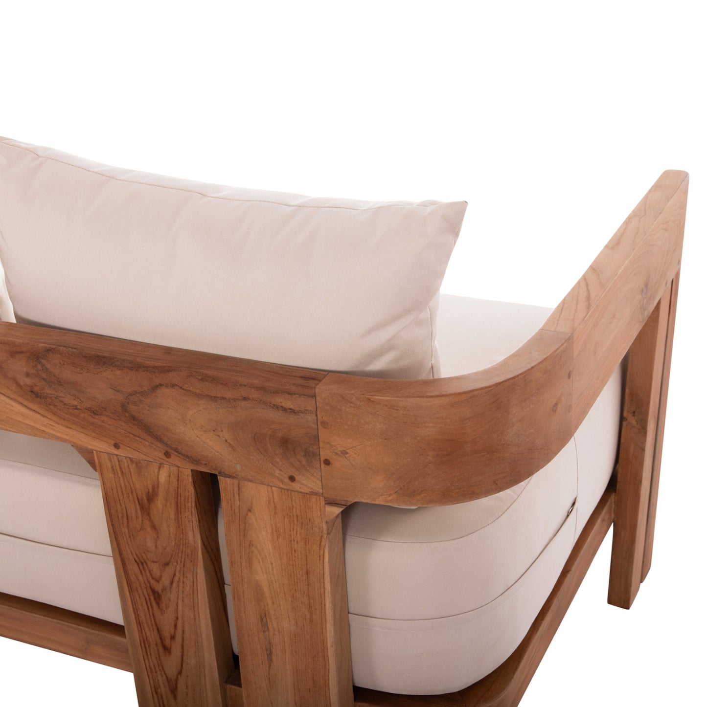 SOFA 3-SEATER SERIES KIOTO ΗΜ6382 TEAK WOOD IN NATURAL--BEIGE CUSHIONS 210x74x72Hcm.