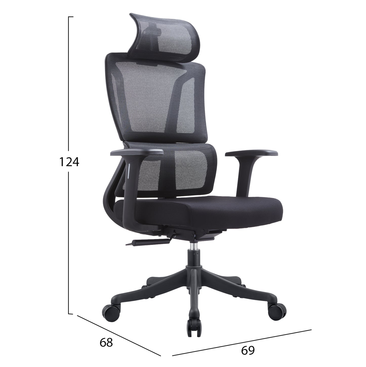 OFFICE CHAIR NOVUS HM1214.01 BLACK MESH FABRIC--BLACK BASE 72x67x125Hcm.