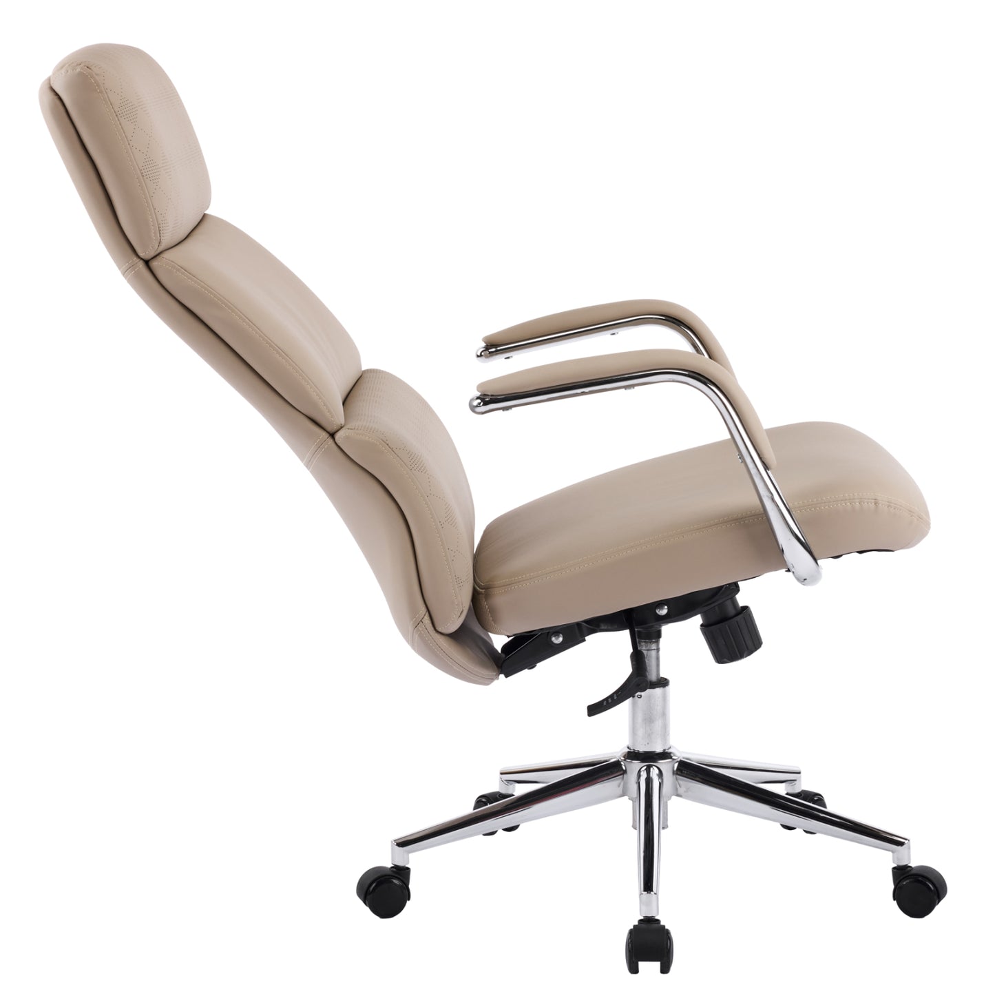 OFFICE CHAIR MEITE HM18353.02 BEIGE PU LEATHER--CHROMED BASE 66x71x127Hcm.