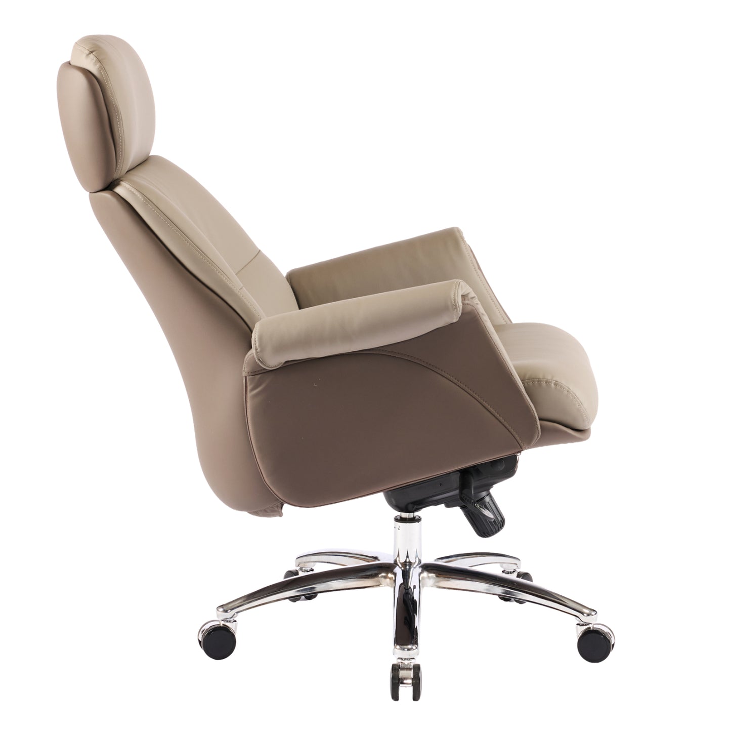 OFFICE CHAIR TOMLIN HM18358.02 BEIGE-BROWN PU LEATHER--CHROMED BASE 72x74x128Hcm.
