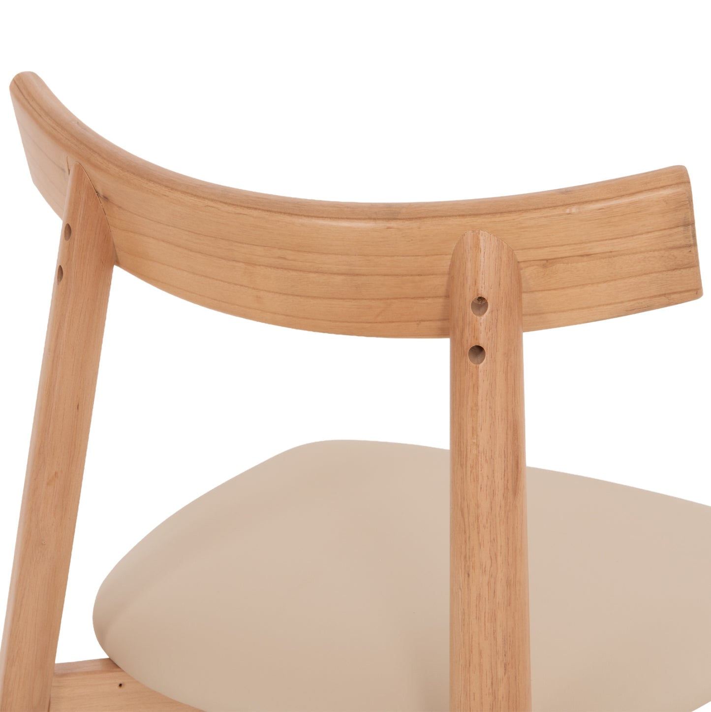 DINING CHAIR OSORIO HM18335.11 RUBBERWOOD IN NATURAL-ECRU PU 51x55x74Hcm.