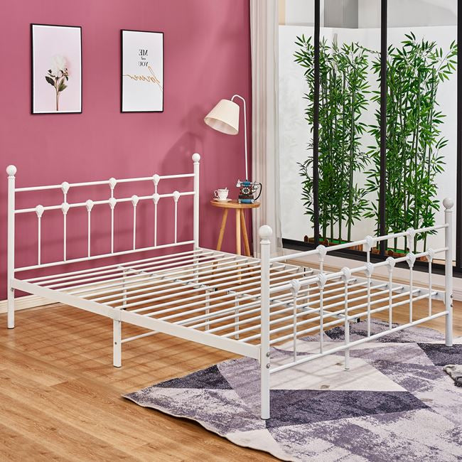 HM575.02, KAMIL Metallic Bed 150x200cm, White Color