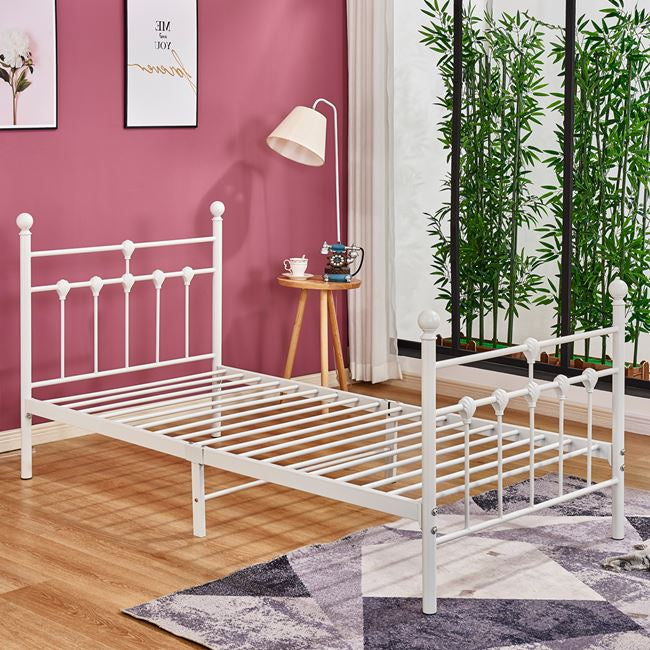 HM574.02 KAMIL Metallic Bed 90x190cm, White Color