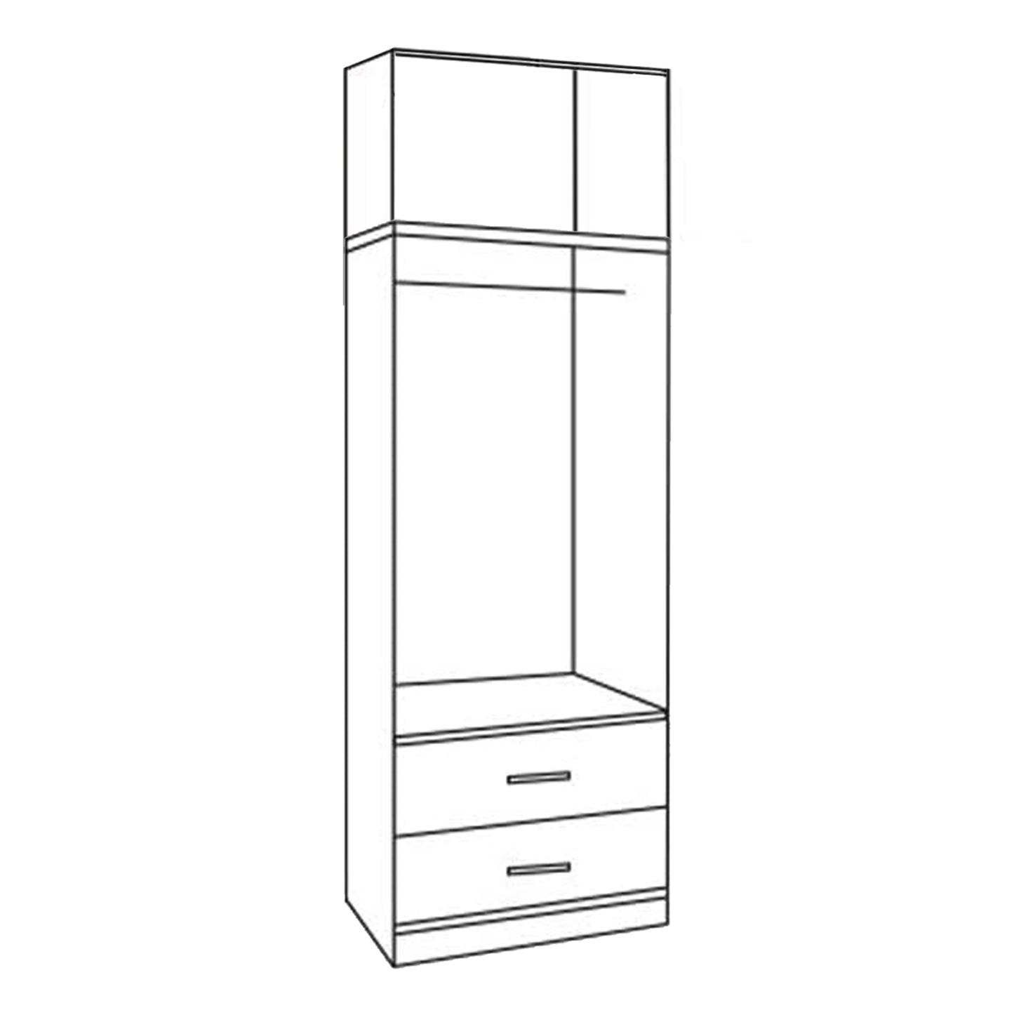Wardrobe 2 Door with Loft & 2 Drawers Sonama 80x42x241