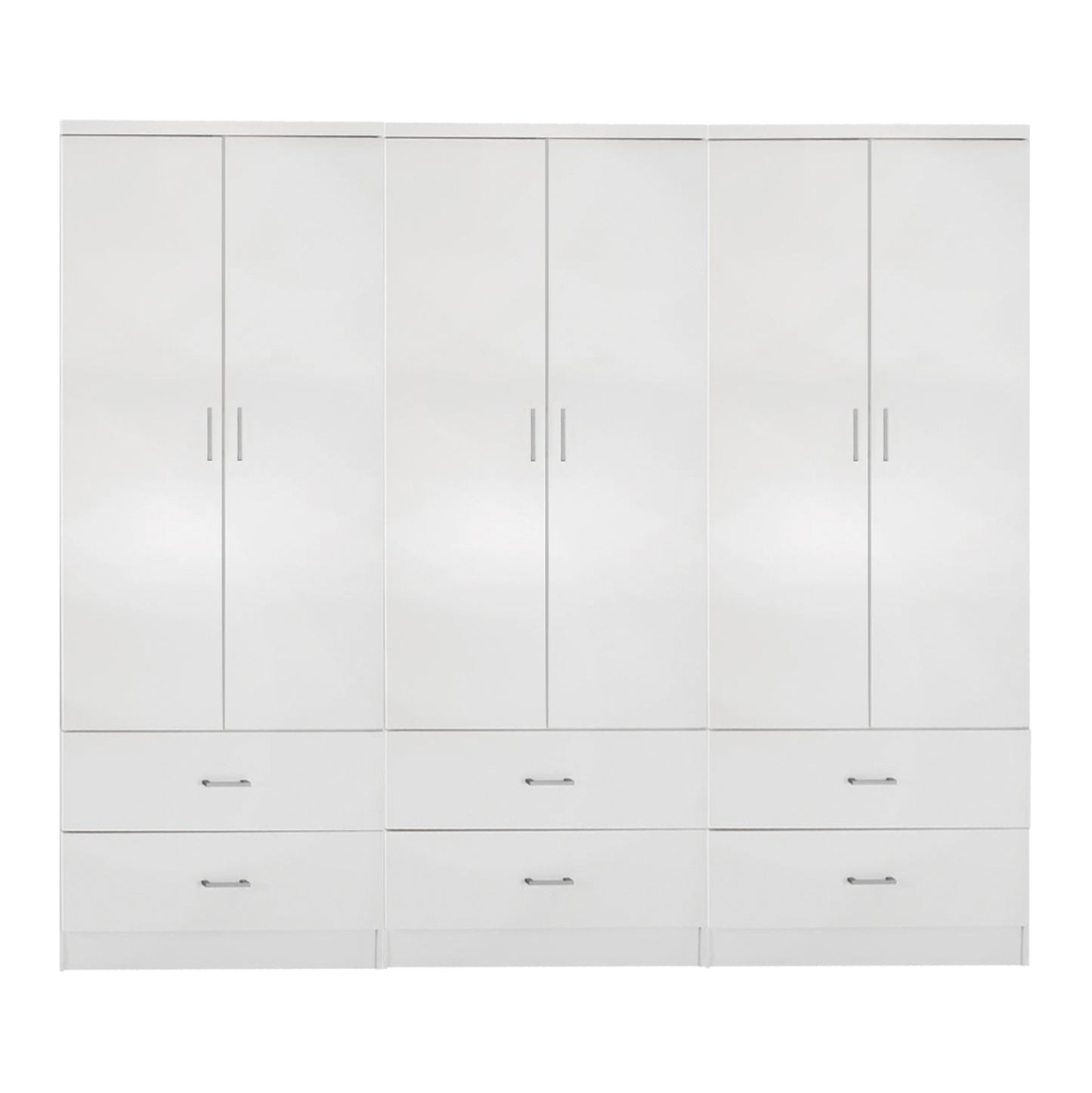WARDROBE REINA 6-LEAF WITH 6 DRAWERS HM21060.05 MELAMINE IN WHITE COLOR 240x42x181Hcm.