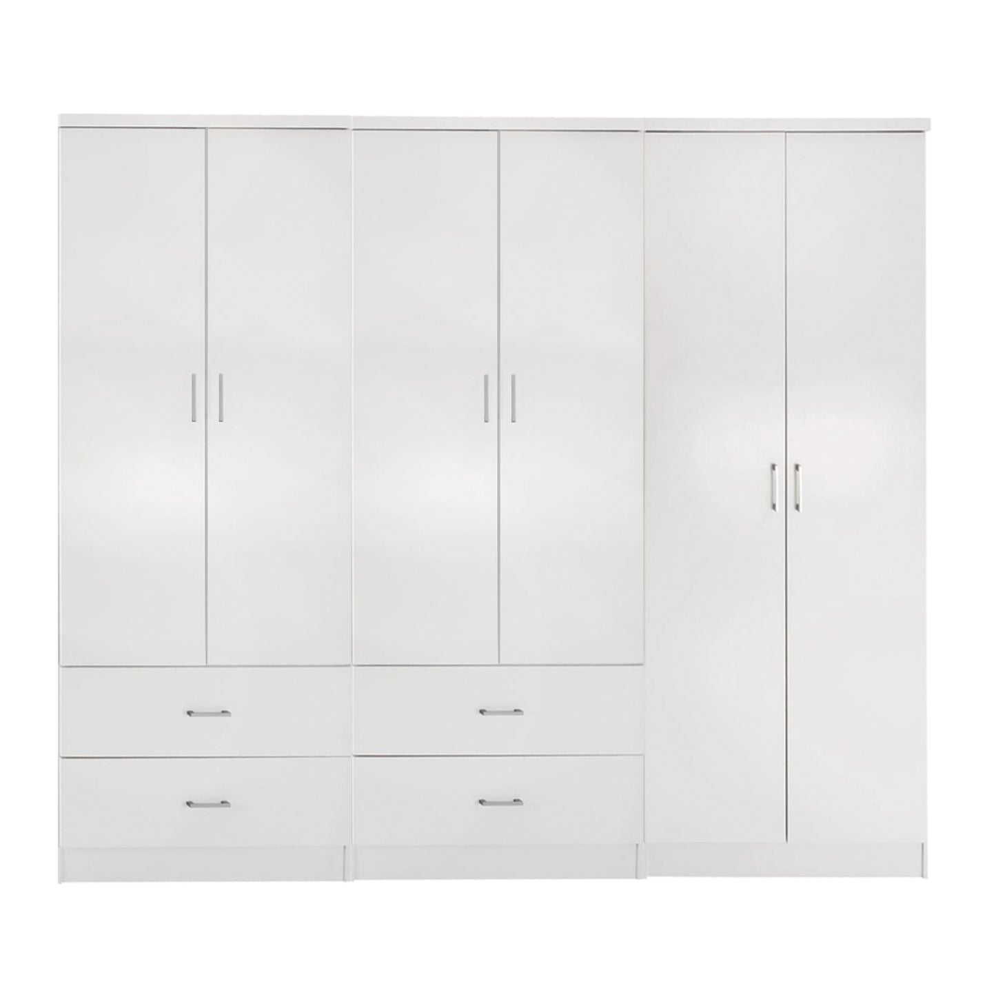 WARDROBE REINA HM21062.05 6-LEAF WITH 4 DRAWERS-MELAMINE IN WHITE COLOR 240x43x181Hcm.