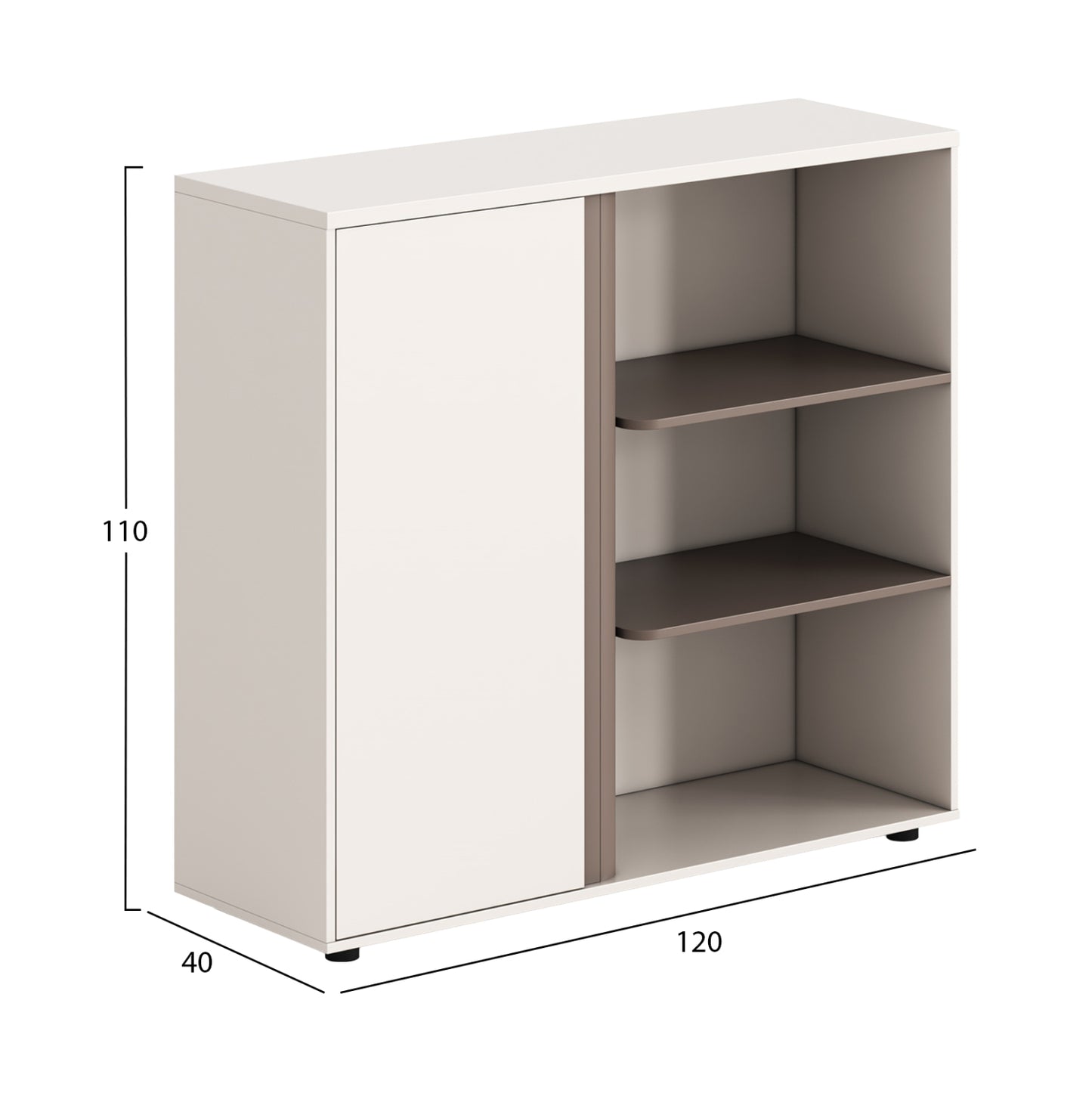CABINET/BOOKCASE NEWLINE HM18282 MELAMINE IN WHITE & LIGHT BROWN 120x40x110Hcm.