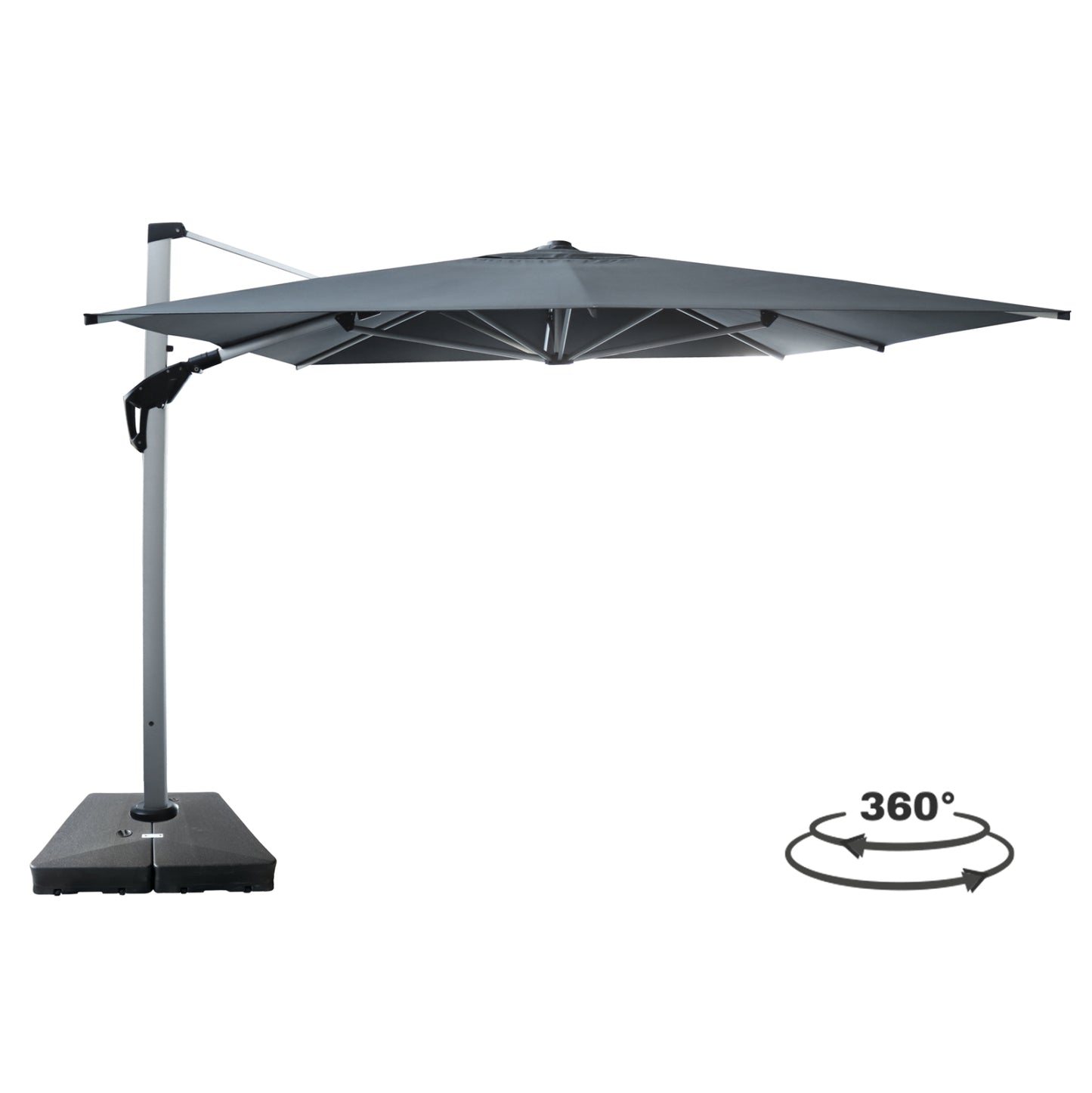 PREMIUM ALUMINUM UMBRELLA WITH GROUND WATER BASE JAVANTE HM10721.01--GREY SHADE 4x4x2.90Hm