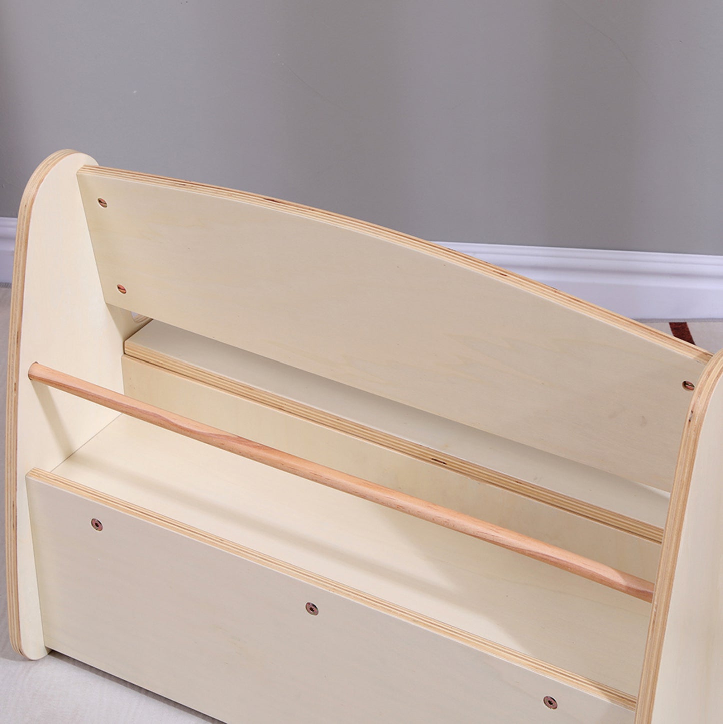 KIDS' BENCH WITH STORAGE RICKI HM18342.01 MDF & PLYWOOD IN NATURAL/CREAM 63x43x47Hcm.