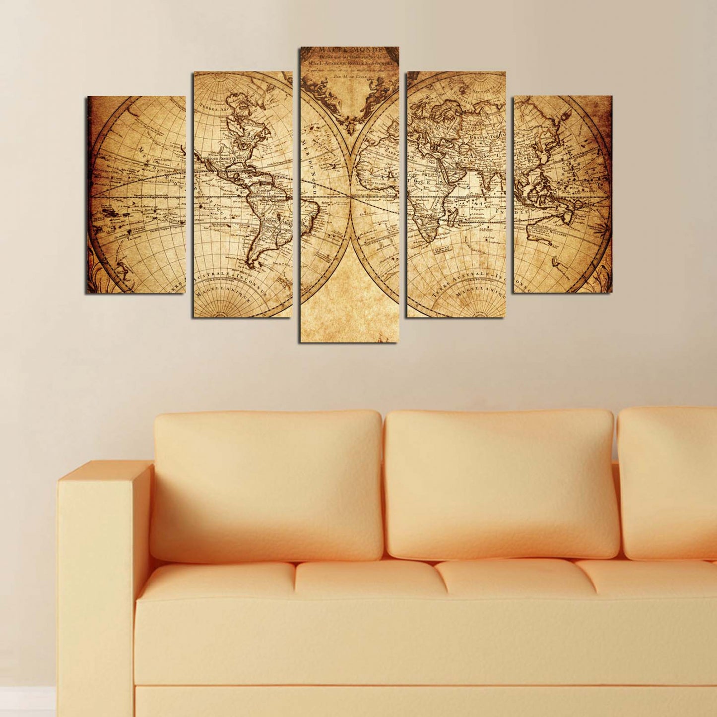 MDF PAINTING HM7206.06 IN VINTAGE WORLD MAP 100X60x0,3 cm.