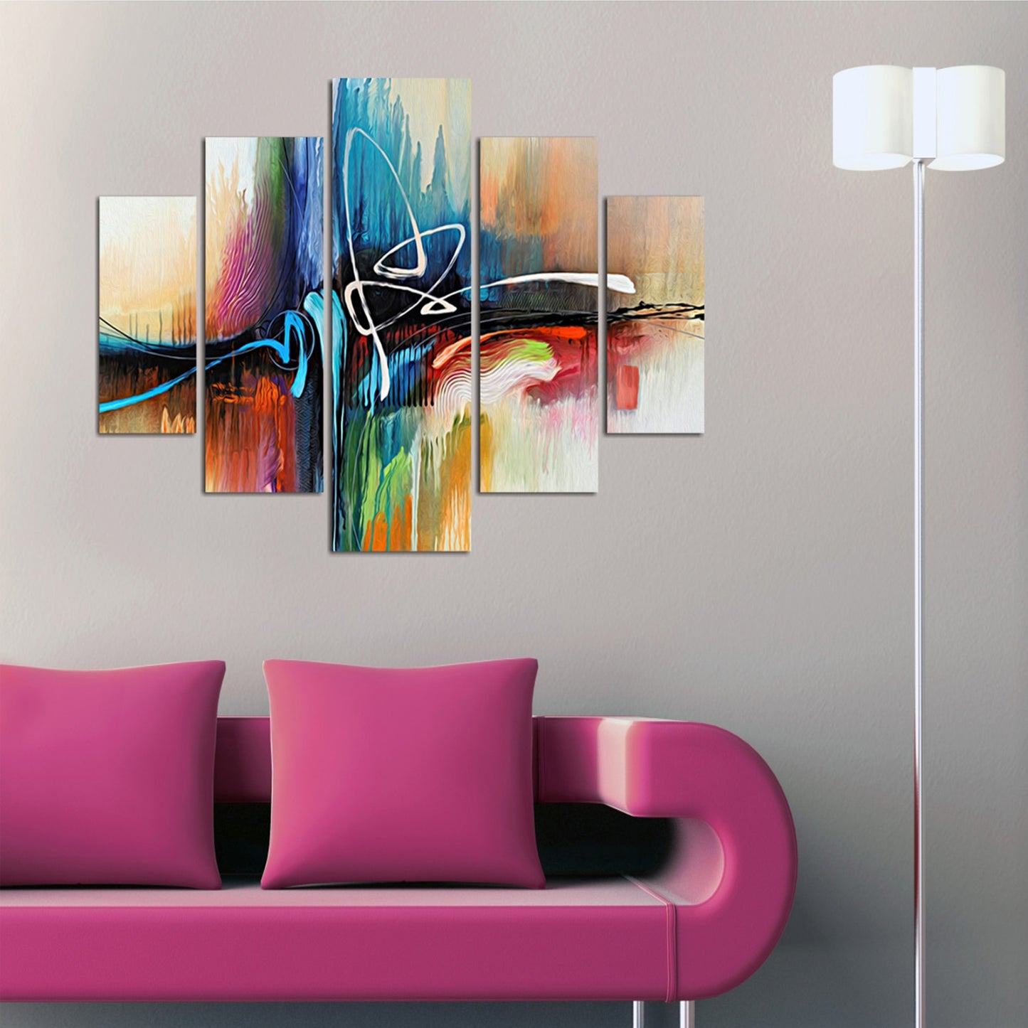5 PCS MDF PAINTING ABSTRACT COLORS 82Χ56x3 HM7202.02