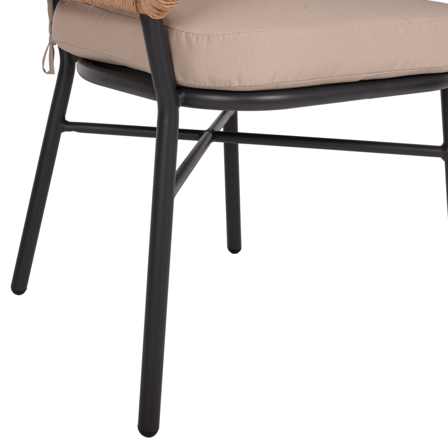 ARMCHAIR ALUMINUM DARK GREY PROFESSIONAL RATTAN AND CUSHIONS BEIGE HM5863.01 60x56x84 cm.