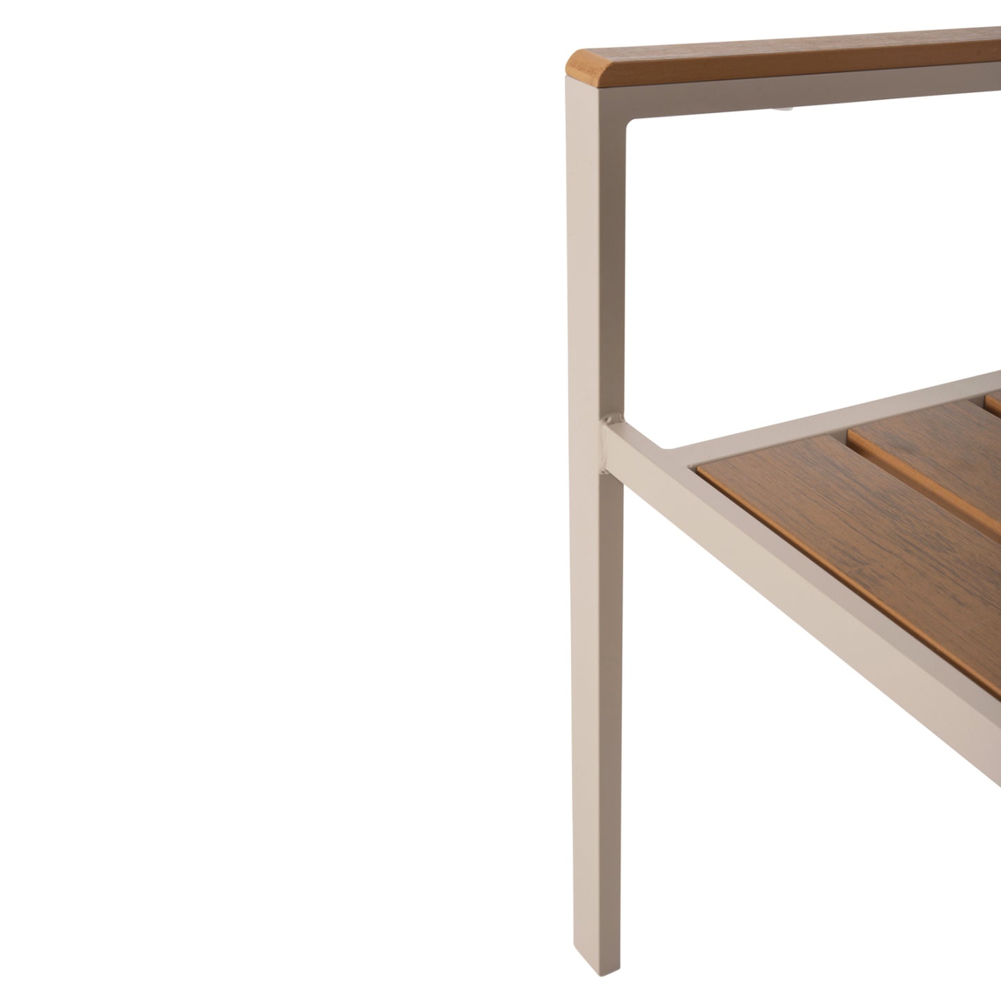 ALUMINUM ARMCHAIR SAGA HM5981.04 CHAMPAGNE-POLYWOOD IN NATURAL 55x55x86Hcm.