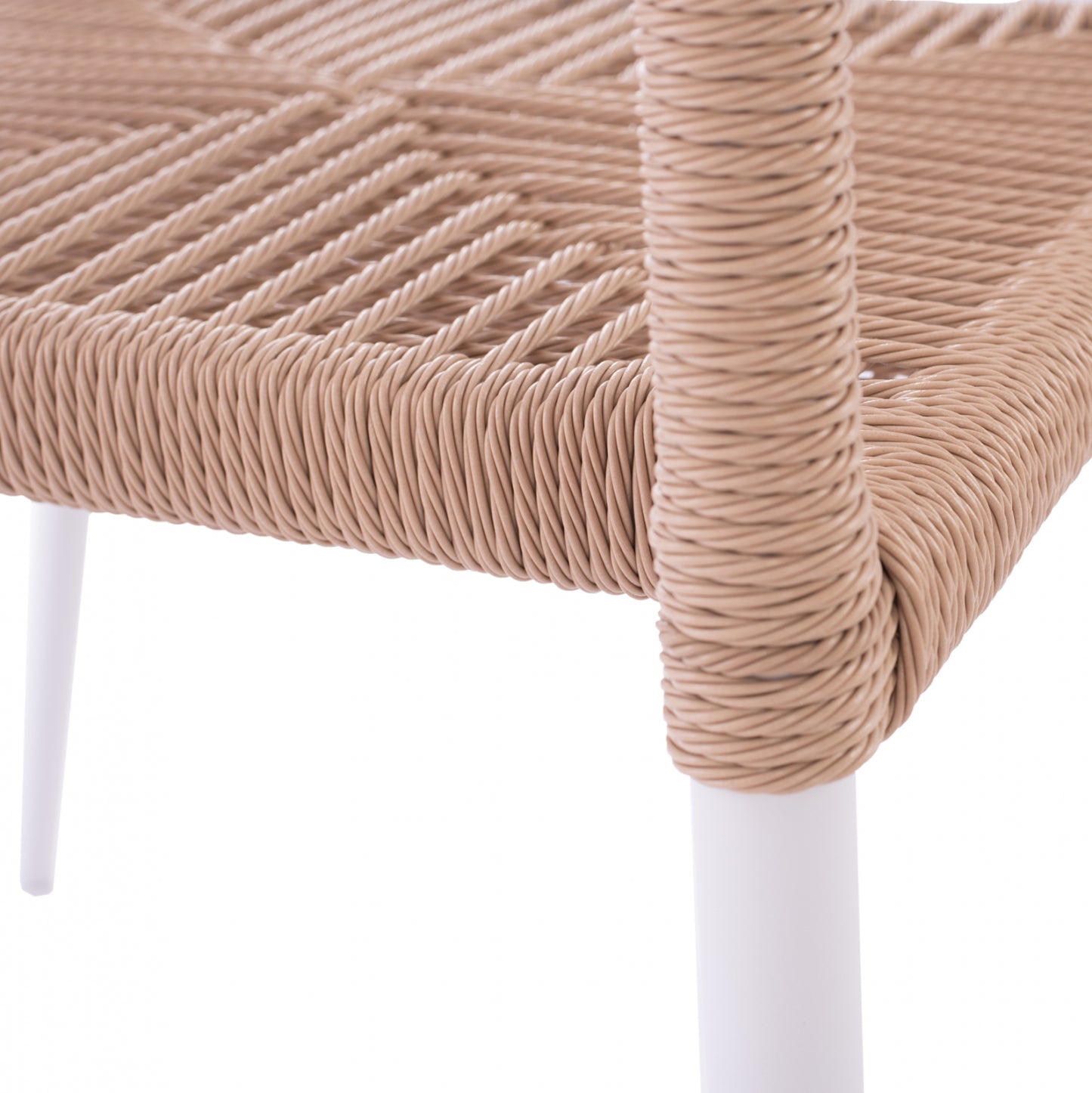 WHITE ALUMINUM ARMCHAIR WITH BEIGE PE ROPE HM5771.01 55Χ63Χ82Η cm.