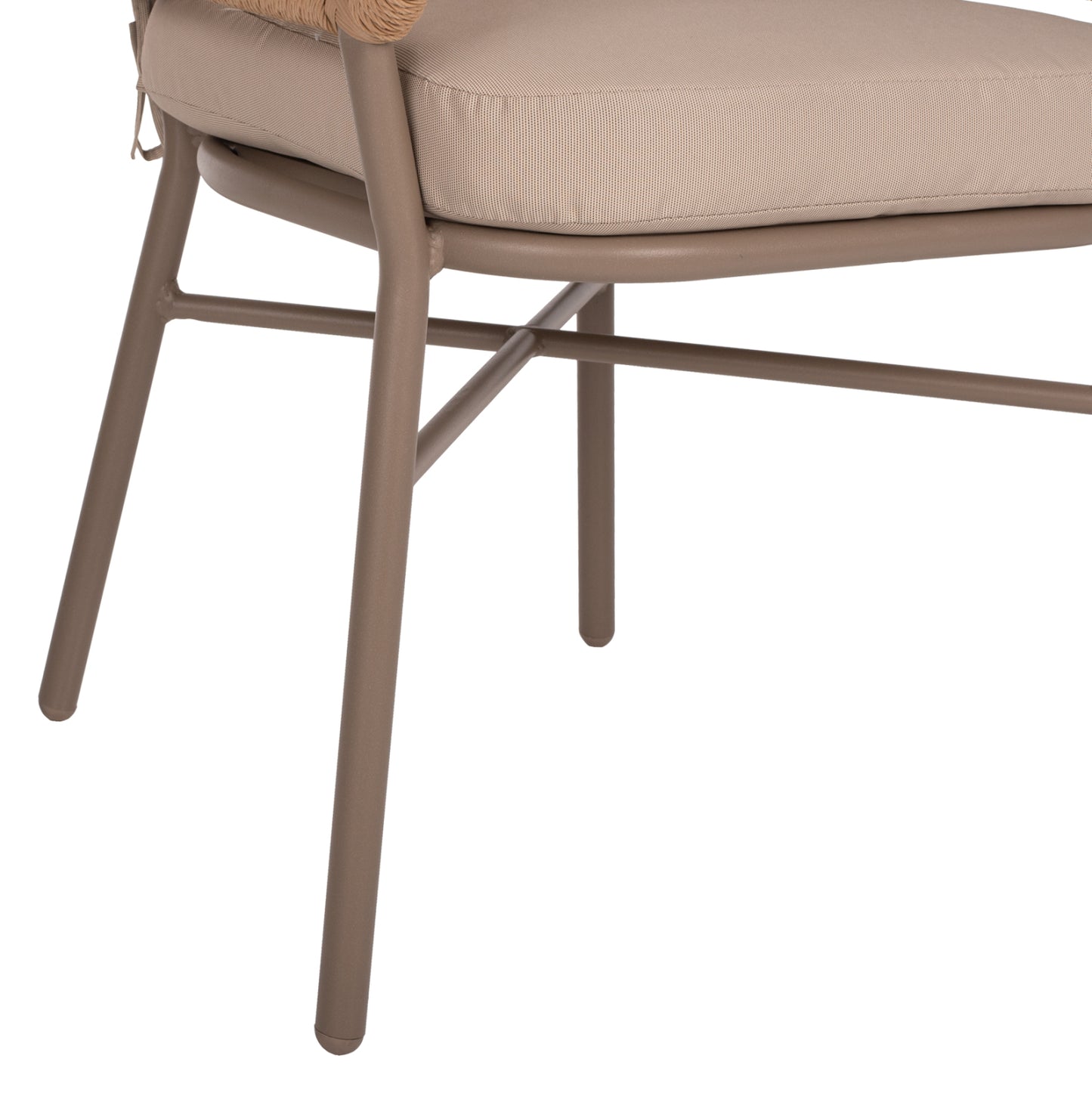 ARMCHAIR ALUMINUM MOCHA PROFESSIONAL RATTAN & CUSHIONS BEIGE HM5863.02 60x56x84 cm.