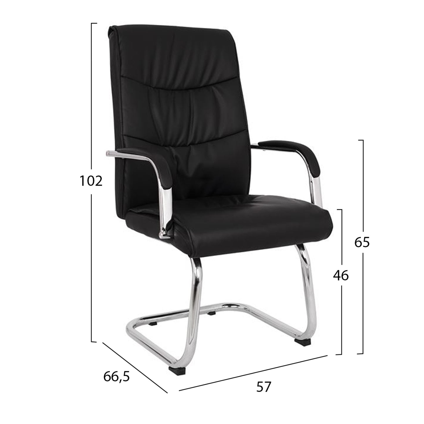 Conference chair JACOB HM1045.11 Black PU with chromed base 57x66,5x102 cm