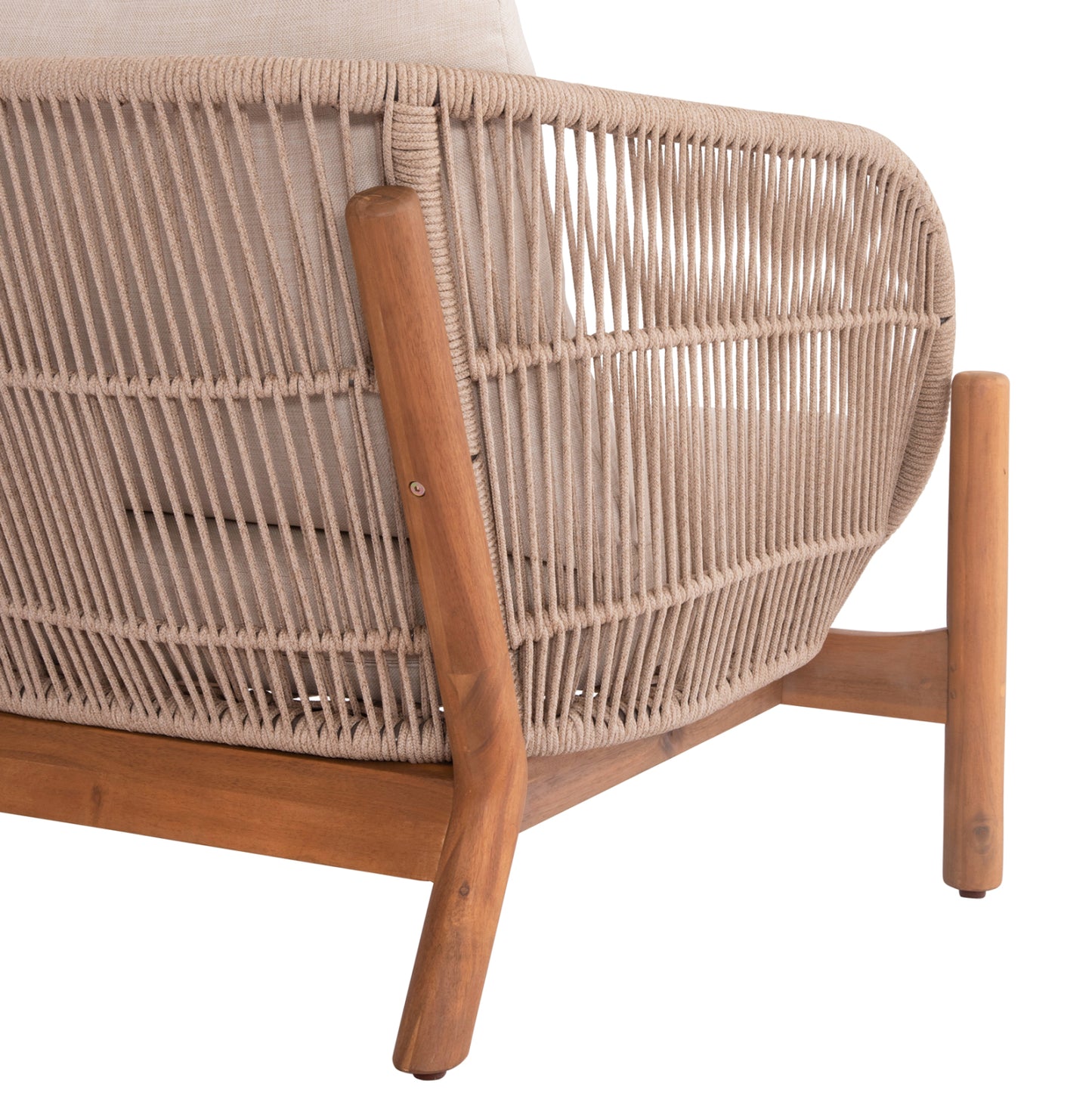 OUTDOOR LOUNGE ARMCHAIR SANJI HM6221 ACACIA WOOD-ALUMINUM-ROPE 88x78x68-75Hcm.