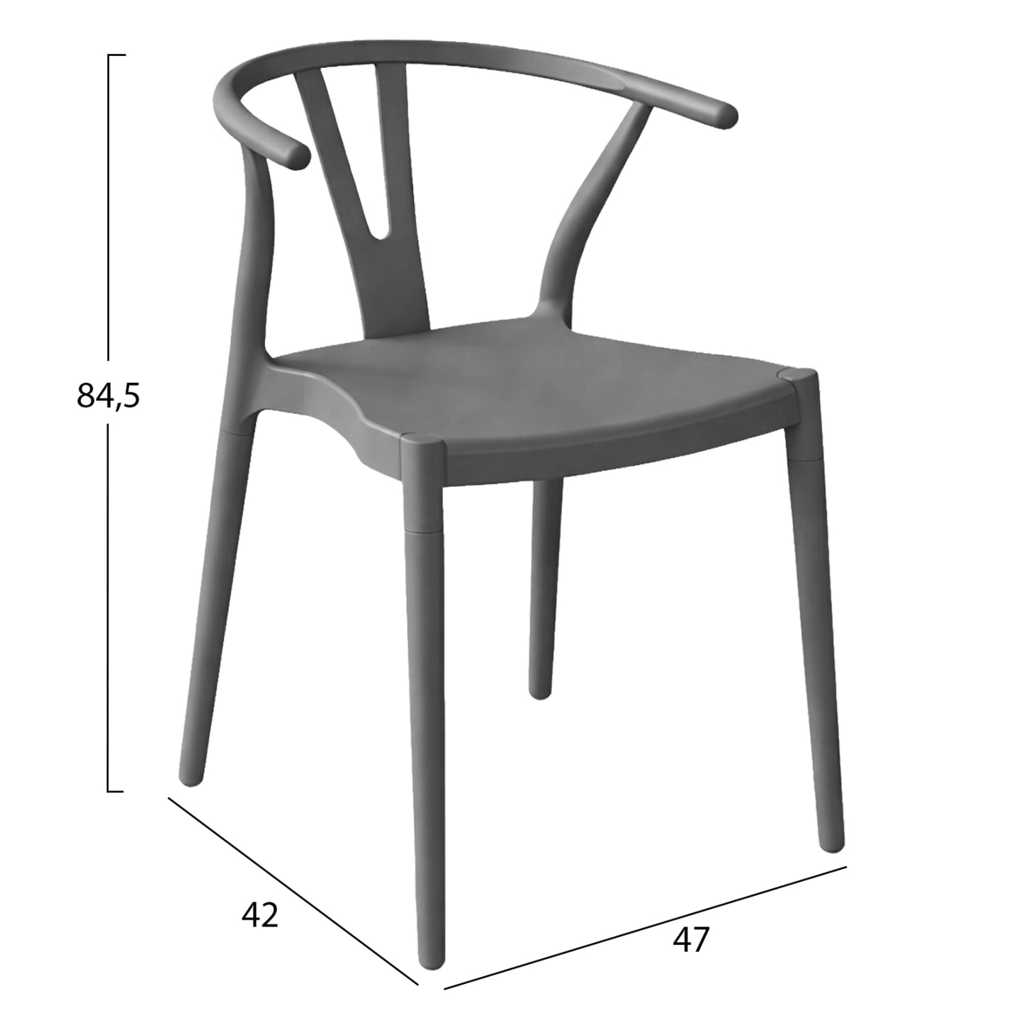 OUTDOOR DINING CHAIR BRAVE HM6625.03 POLPYPROPYLENE IN GREY 47x42x84.5Hcm