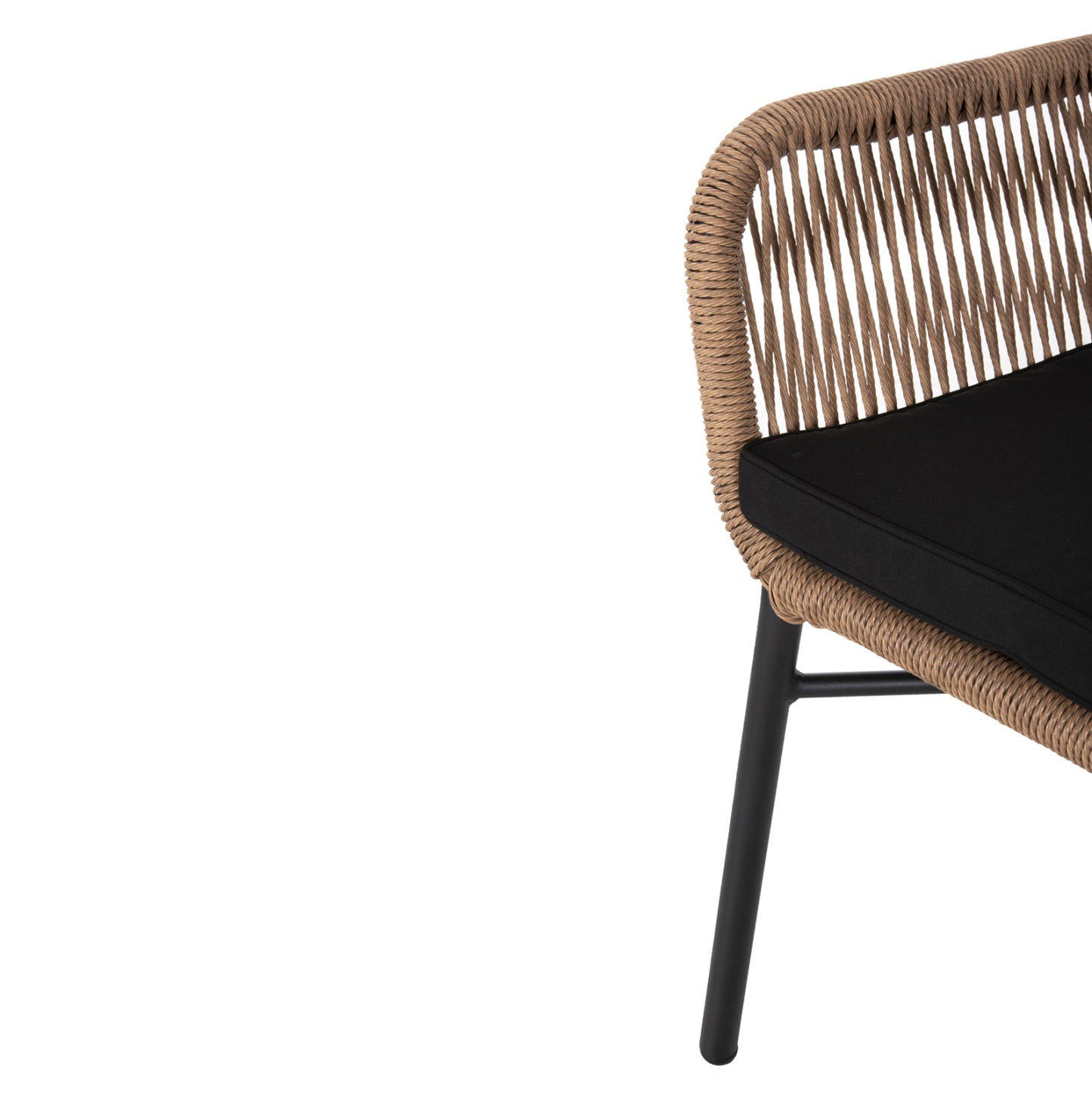 ARMCHAIR TOPIN HM6048.02 ALUMINUM BLACK-P.E. RATTAN BEIGE-CUSHION BLACK 57x65x84Hcm
